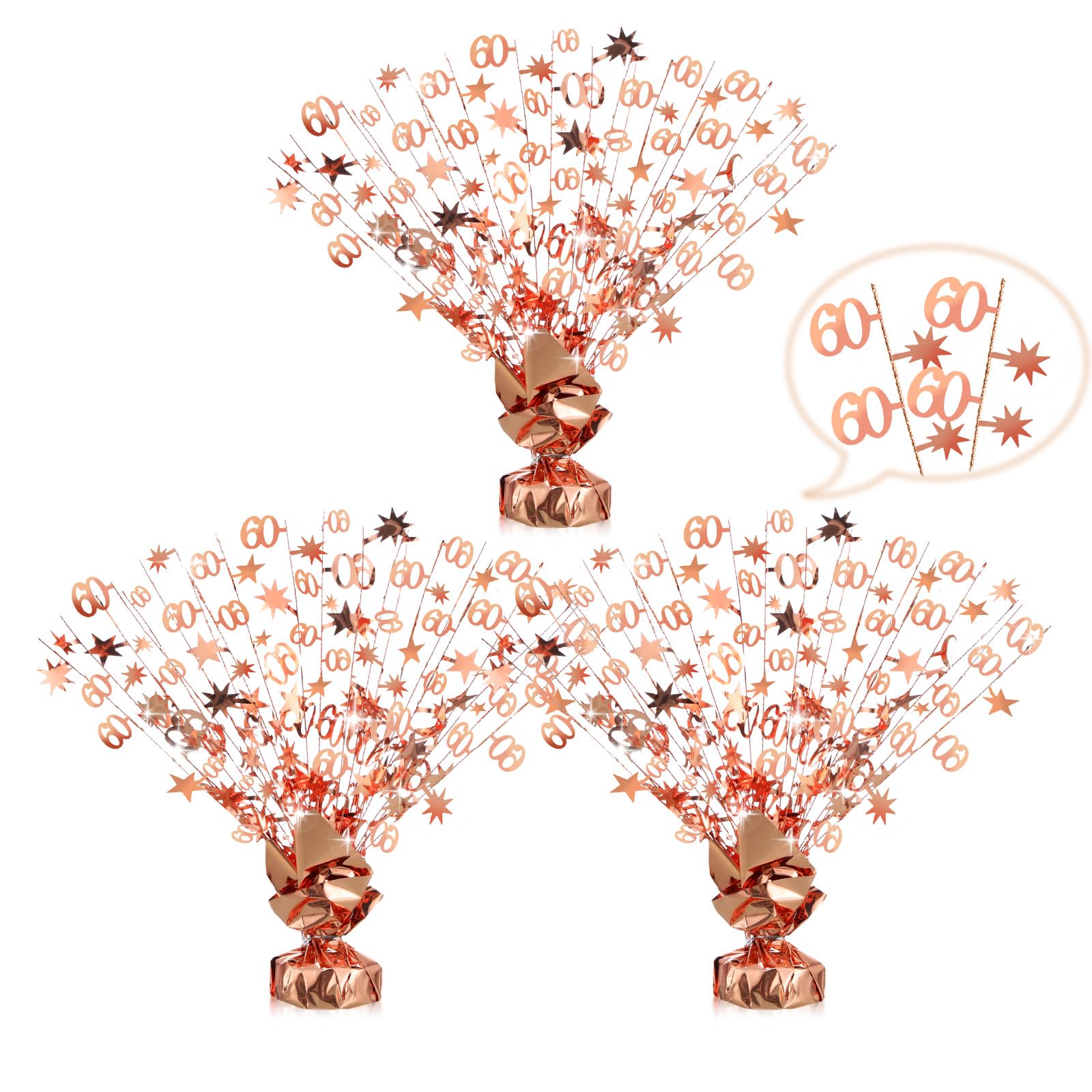 CraftyDream Table Decorations Rainbow Unicorns Metallic Gleam Foil Spray Centerpieces Unicorn Model Branches Leaf Glitter Plastic Spray Table Centerpieces for Party Birthdays (3 Pcs,60th)