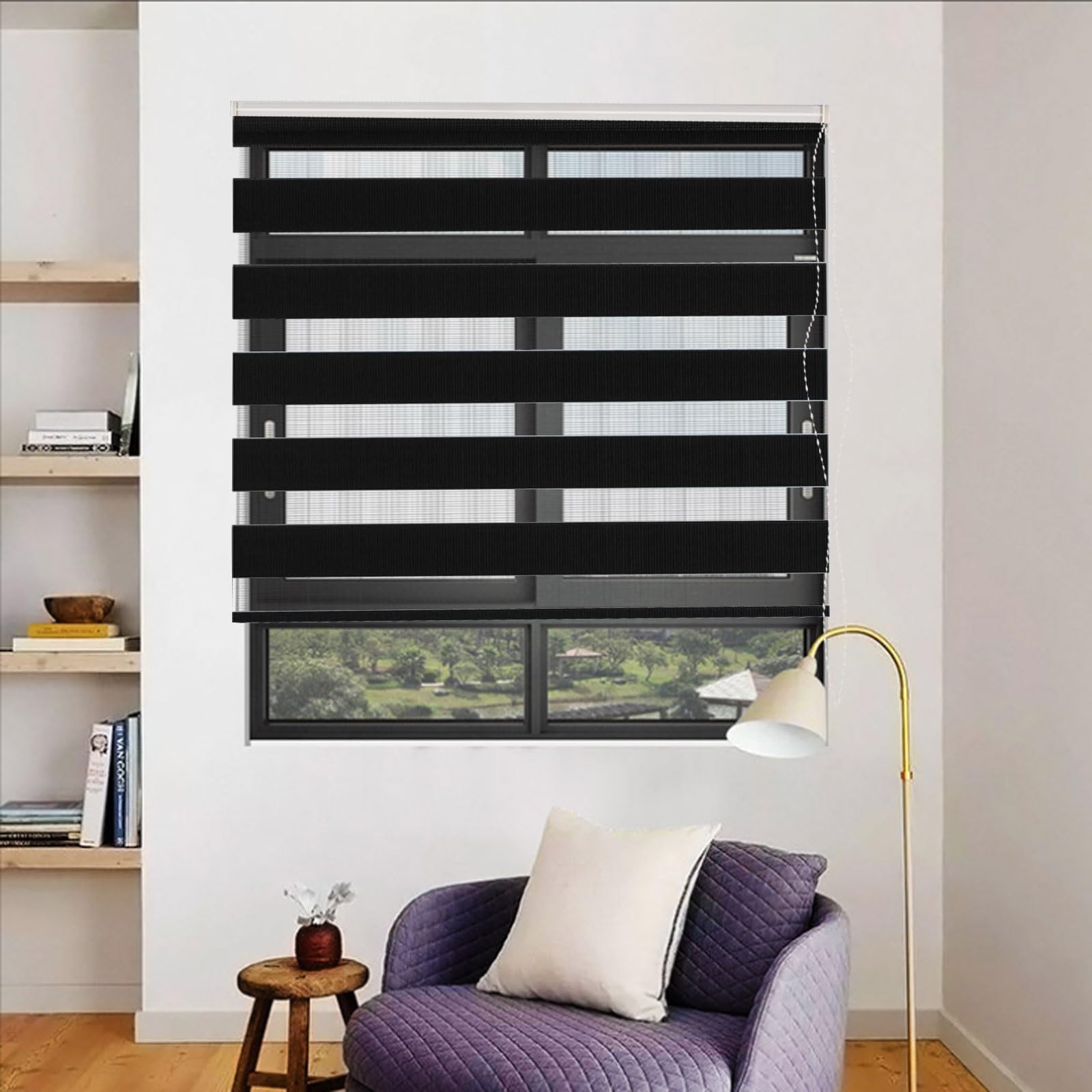 Store Occultant Protection Solaire 50 x 280 cm Protection Vie Privée Respirant Store Jour et Nuit Isolant Thermique Facile à Installer pour Chambre Salon Cuisine Salle de Bain, Noir
