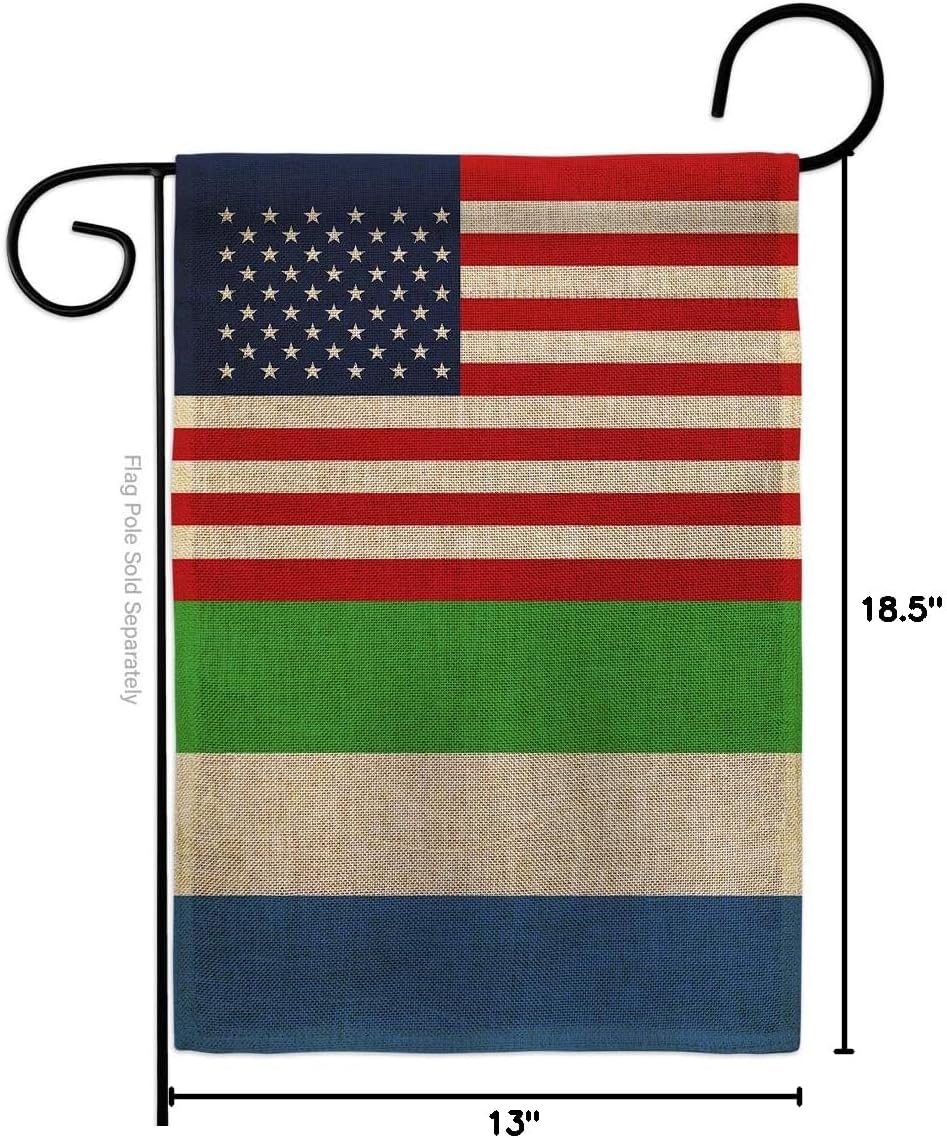 Sierra Leone US Friendship Burlap Burlap Garden Flag Regional USA American Alliance World Country Particular Area Small Decorative Gift Yard House Banner Double-Sided Made In 13 X 18.5