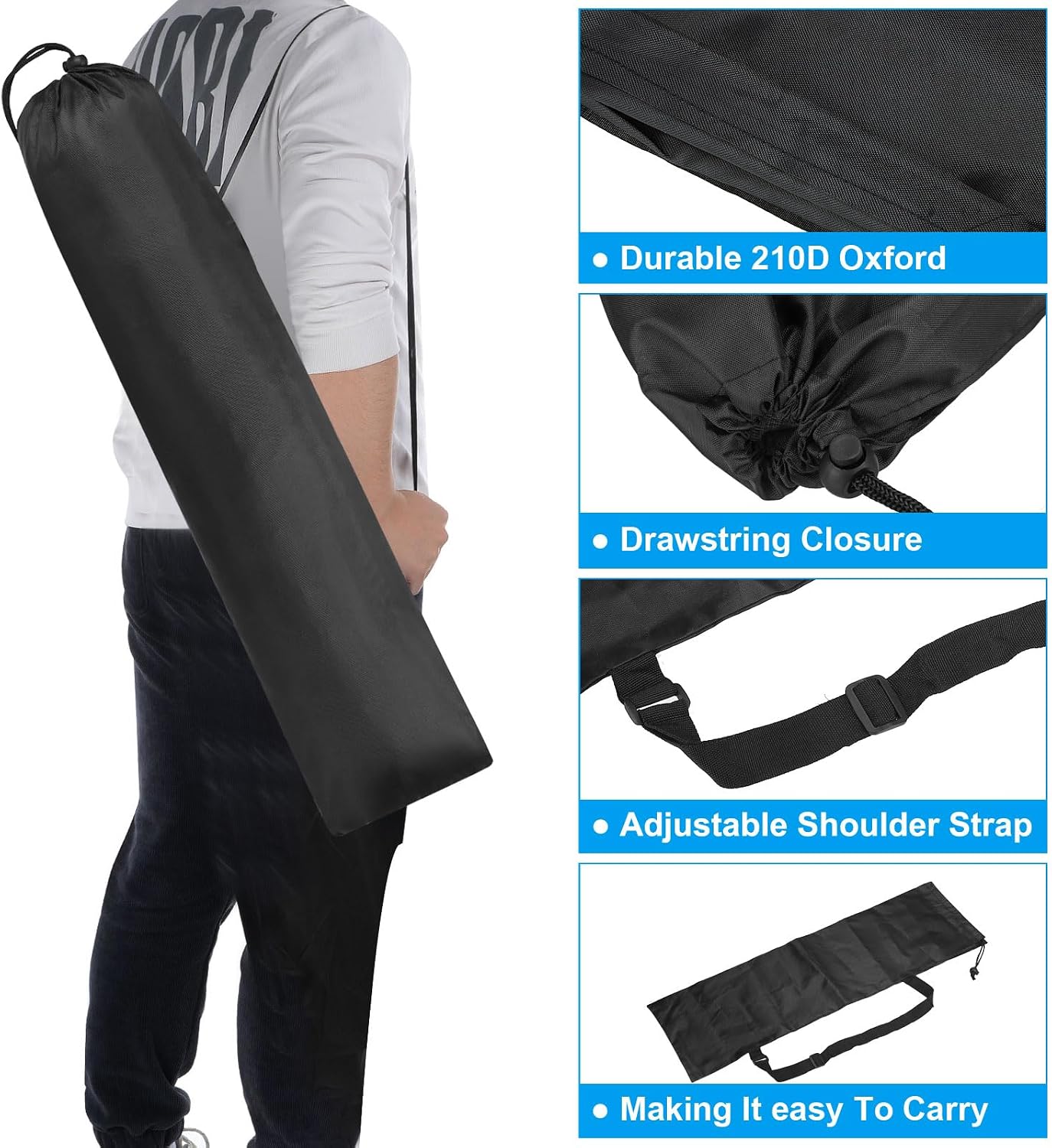 PATIKIL 3 Pack 28x8 Inch Camp Chair Replacement Bags, Black Nylon Folding Camping Chair Carry Tripod Case Bags with Handle for Outdoor Camping