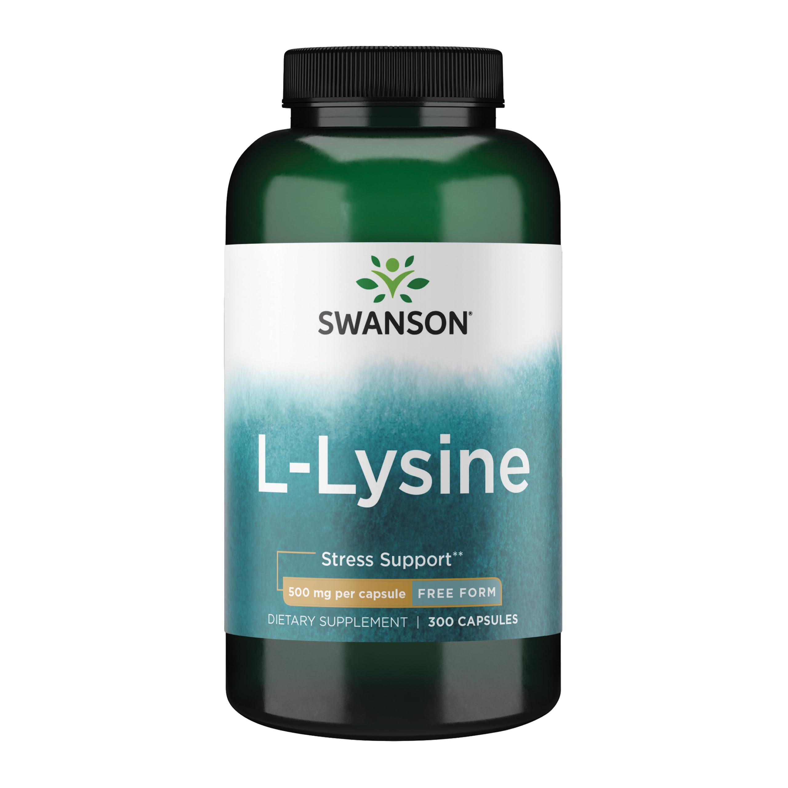 Swanson Free Form L-Lysine - Natural Supplement Promoting Stress Support & Nervous System Health - May Promote Calm Mood & Relaxation - (300 Capsules, 500mg Each)