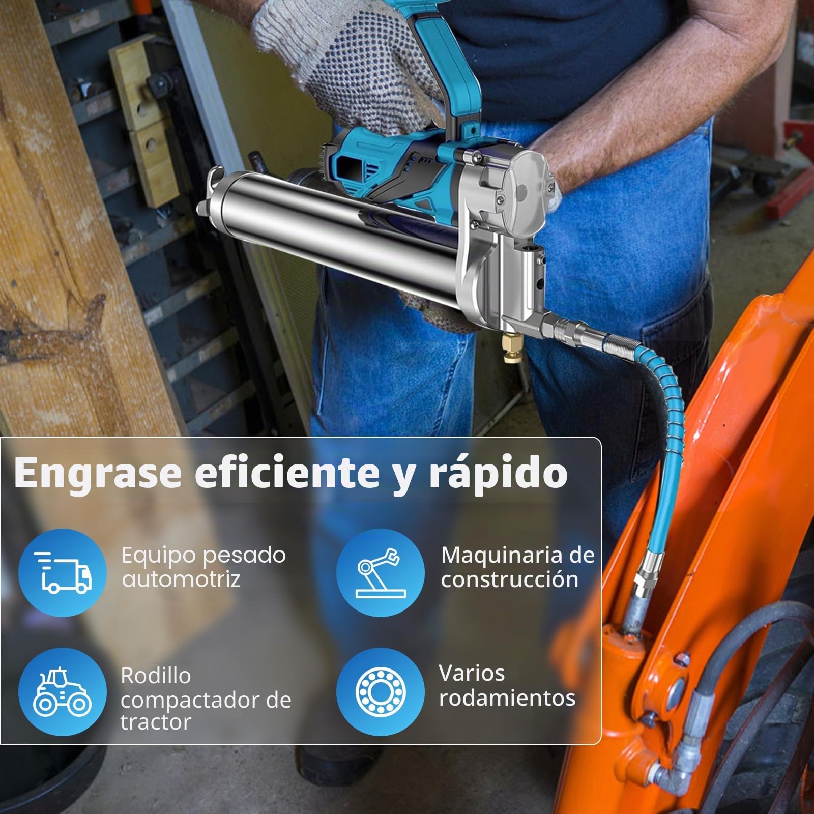 LIROPAU Pistola engrasadora a batería engrasadora Compatible con Makita 18V | pistola engrasadora eléctrica a batería, manguera de 45cm, 1 alicates de bloqueo, punta puntiaguda, engrasadora