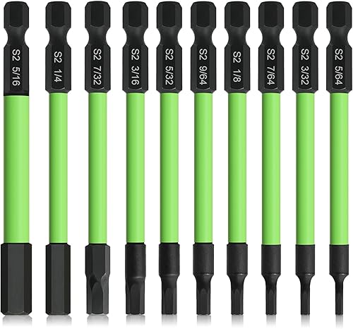 Miniatura 10 de TLEEP Juego de brocas de impacto de cabeza hexagonal de 3.5 pulgadas de largo, 14 de pulgada, métricas de 0.069 a 0.394 pulgadas y brocas de llave