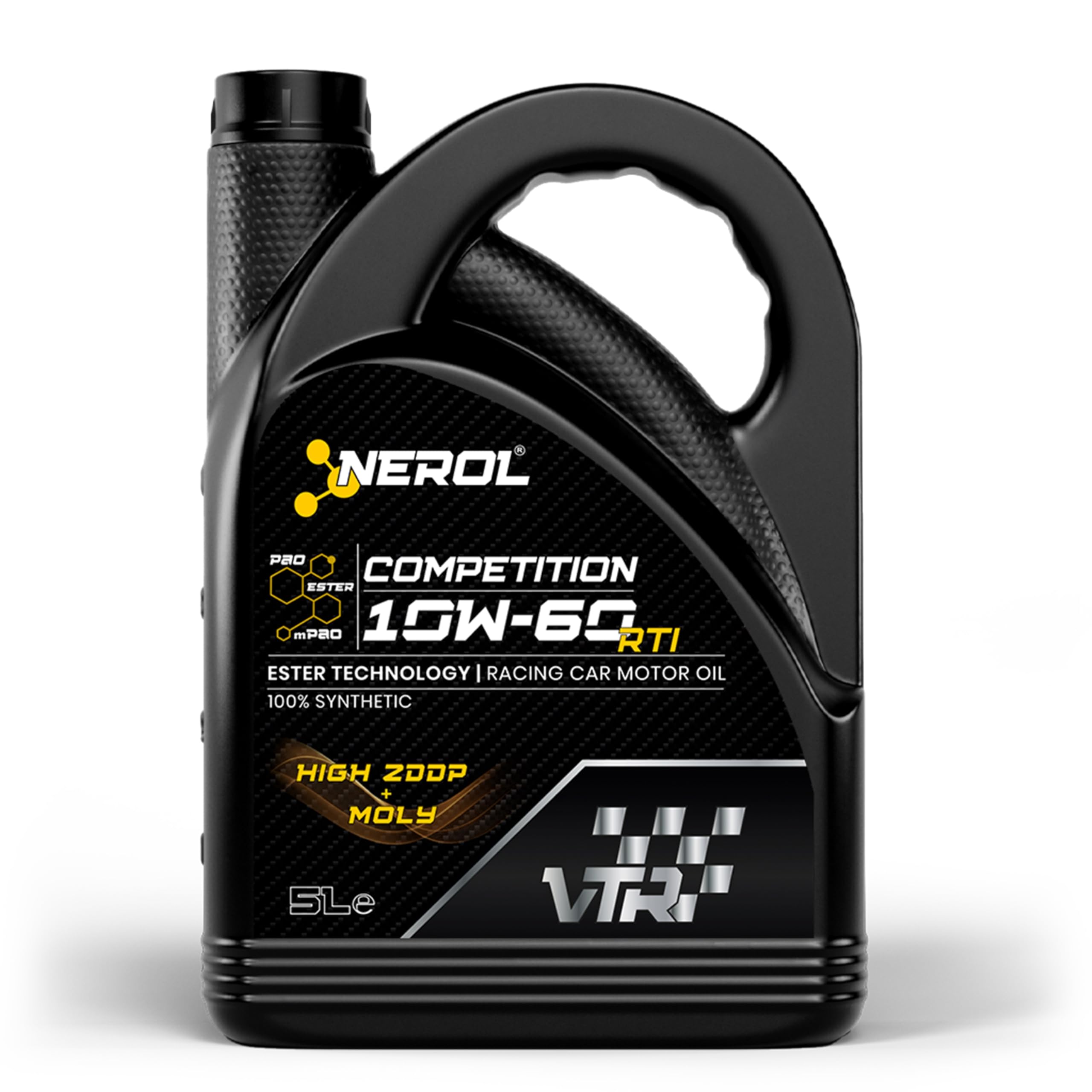NEROL Aceite de Motor 100 % Sintético Para Coche, 4T Performance VTR - RTI 10W-60 SN/CF A3/B4 5 Litros, Lubricante Vehículos Competición, Pao + Ester, Aditivos Última Generación (5 LITROS)