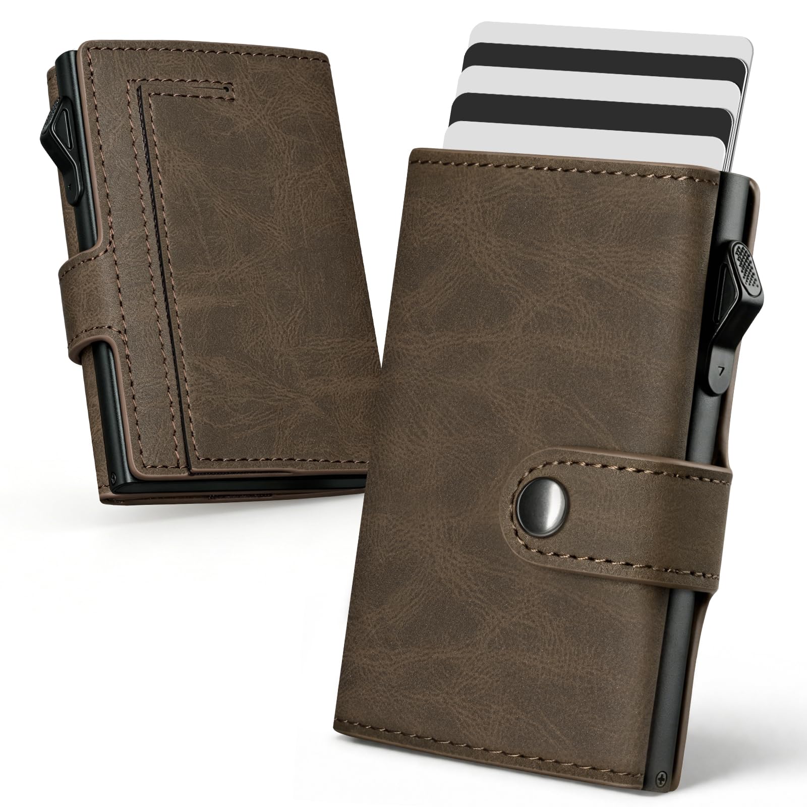 YESIIW Geldbörse Herren Slim RFID Blocking Kartenetui mit Münzfach - Schlankes Portmonee Herren mit Pop-Up Card Holder für 7–9 Karten & 2 Ausweis - Slim Wallet Geschenk für Weihnachten Geburtstag