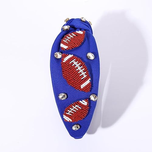 Miniatura 6 de Diadema de fútbol para mujer, accesorios de fútbol para mamá, diadema anudada con cuentas de fútbol con diamantes de imitación, adorno de cristal
