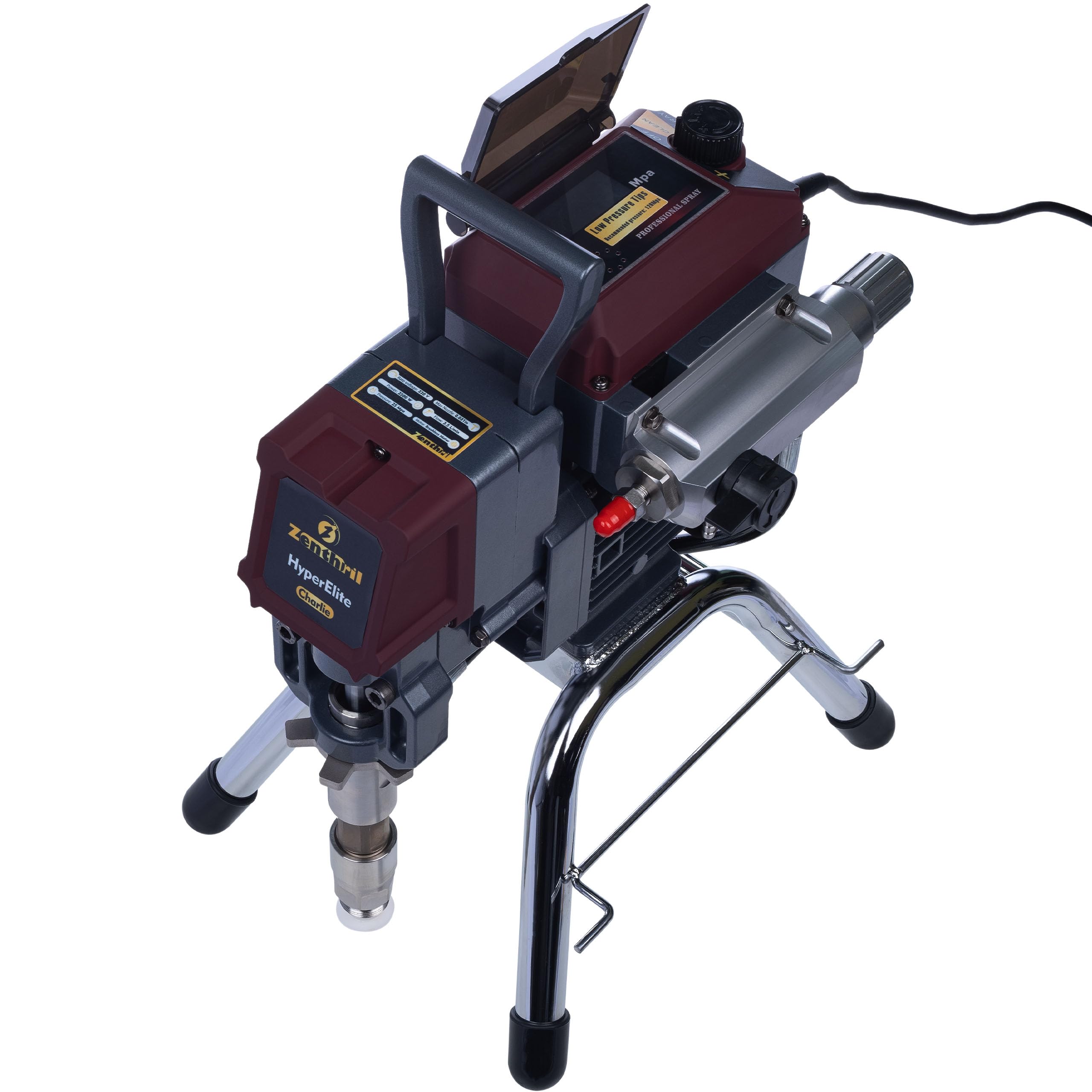 Zenthril Charlie HyperElite - Airless stacja lakiernicza 2500W, 25MPa, 3,5 l/min, dysza 0,031" | Bezszczotkowy silnik, ekran LCD, Voice Assist | Do farb wewnętrznych/zewnętrznych