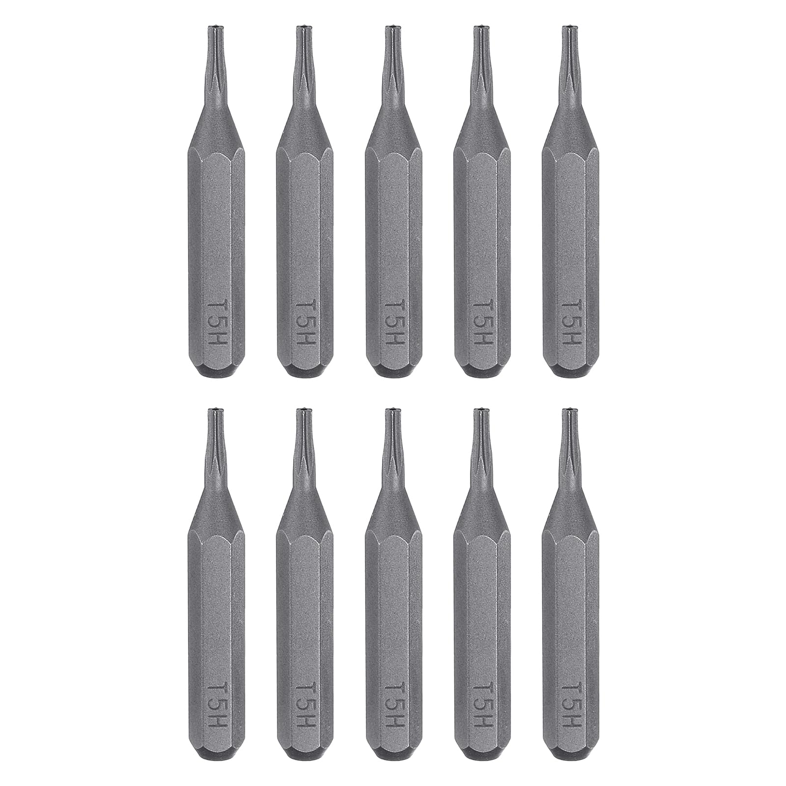 sourcing map 10pcs T5H Torx Screwdriver Bit 5/32" Hex Shank 28mm Length S2 Steel Magnetic Star 6 Point Head Hex Screw Driver Bits for Electric Manual Screwdrivers Precision Repair