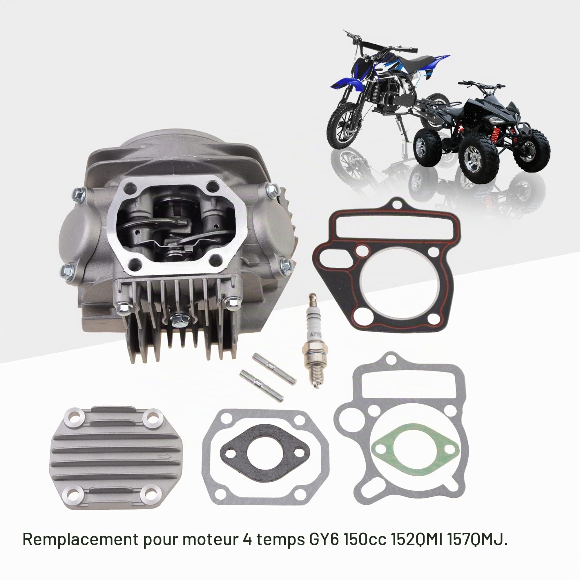 GOOFIT 52.4mm culasses A7TC Bougie d'allumage Kit de Reconstruction de Joints de Remplacement pour 4 Temps LIFAN 110CC 125cc Moteur de Moto ATV Go Kart Pocket Dirt Pit Bike