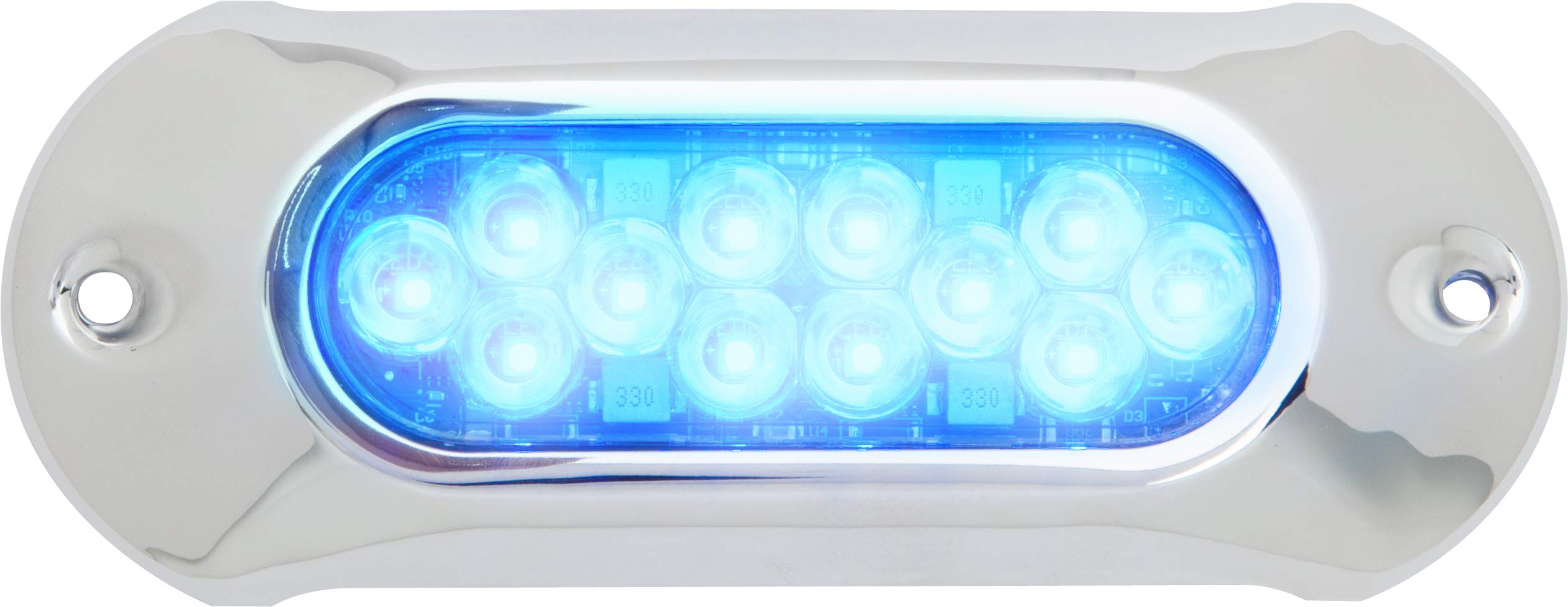 Attwood 66UW12B-7 Lightarmor Ultra-Bright 12-LED Underwater Light, Sapphire Blue, HPX 5,000 Lumen