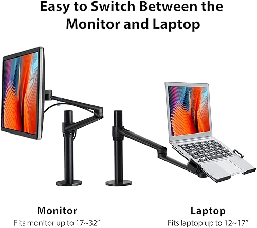 Miniatura 3 de Viozon Soporte de montaje para laptop/notebook/proyector, altura ajustable, soporte de un solo brazo de 12 a 17 pulgadas, portátil, tableta, VESA