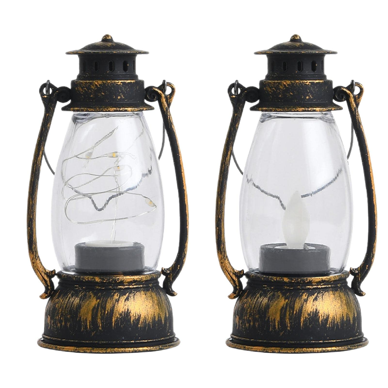 Pw Tools A+B Vintage Lantern | Battery Operated Led Lantern | Flickering Flame Or Wired, For Table Decor