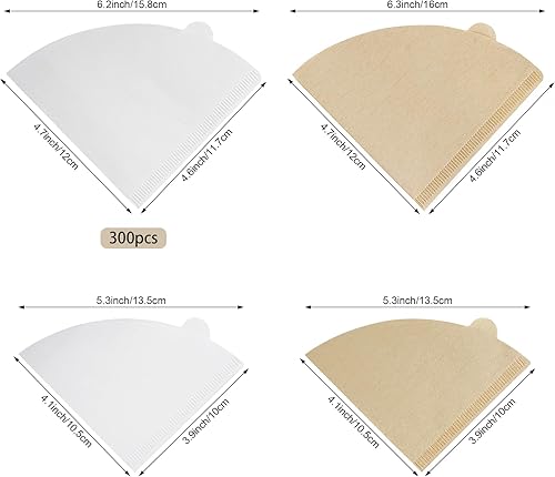 Miniatura 2 de 300 filtros de café cono V60 filtro de café n. 1, filtros de café 1-2 tazas para verter papel natural sobrecono (sin blanquear)