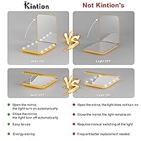 Vista 7 de Kintion Espejo de Bolsillo, Espejo de Maquillaje de Viaje LED Compacto de 1X/3X Aumento con Luz para Bolso, de 2 Caras, Portátil, Plegable, de Mano
