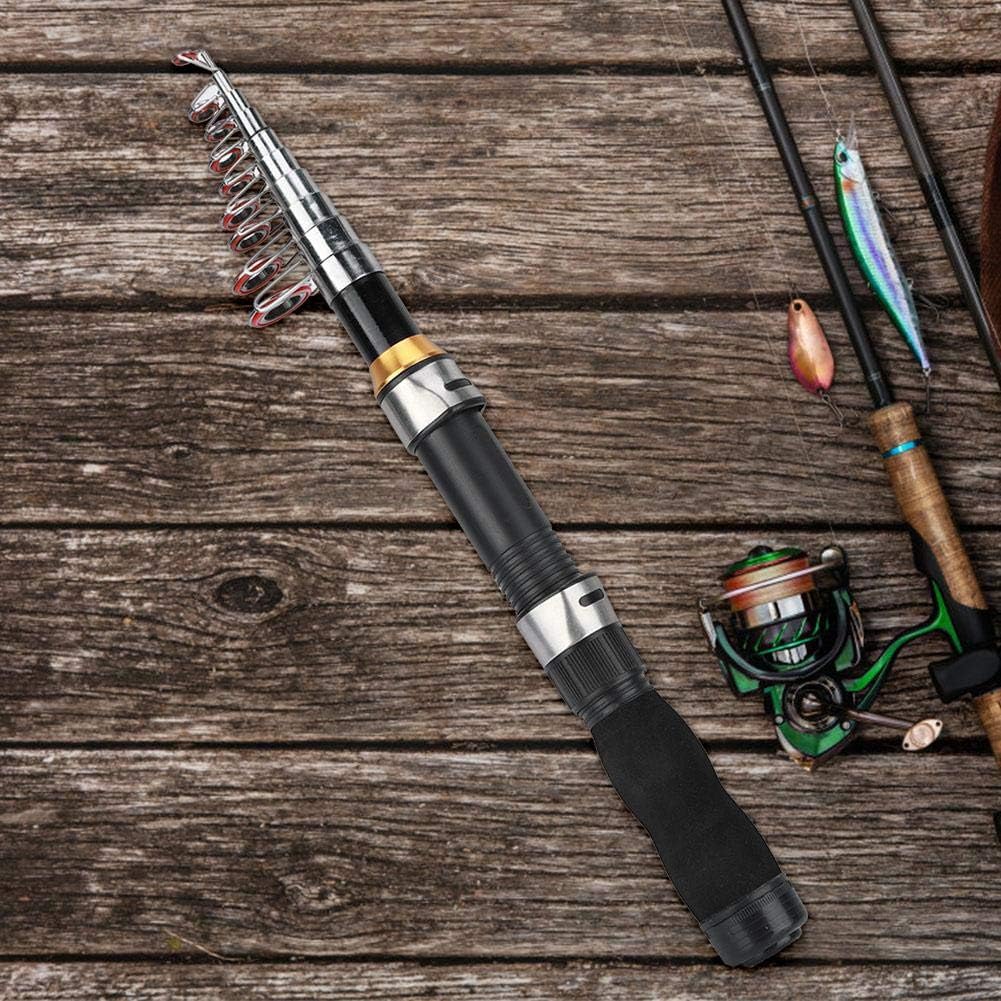 Alomejor Fishing Rod Portable Small Short Sea Pole Mini Sea Fishing Tools Telescopic Fishing Rod for Travel Seawater Freshwater Bass Trout Fishing(2.1m)
