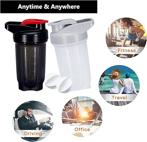 Miniatura 5 de Shaker Bottle Protein Shakes Cup and ShakerBottle de 10 onzas10.1 fl oz con bolas batidoras, juego de botellas mezcladoras de proteínas, plástico