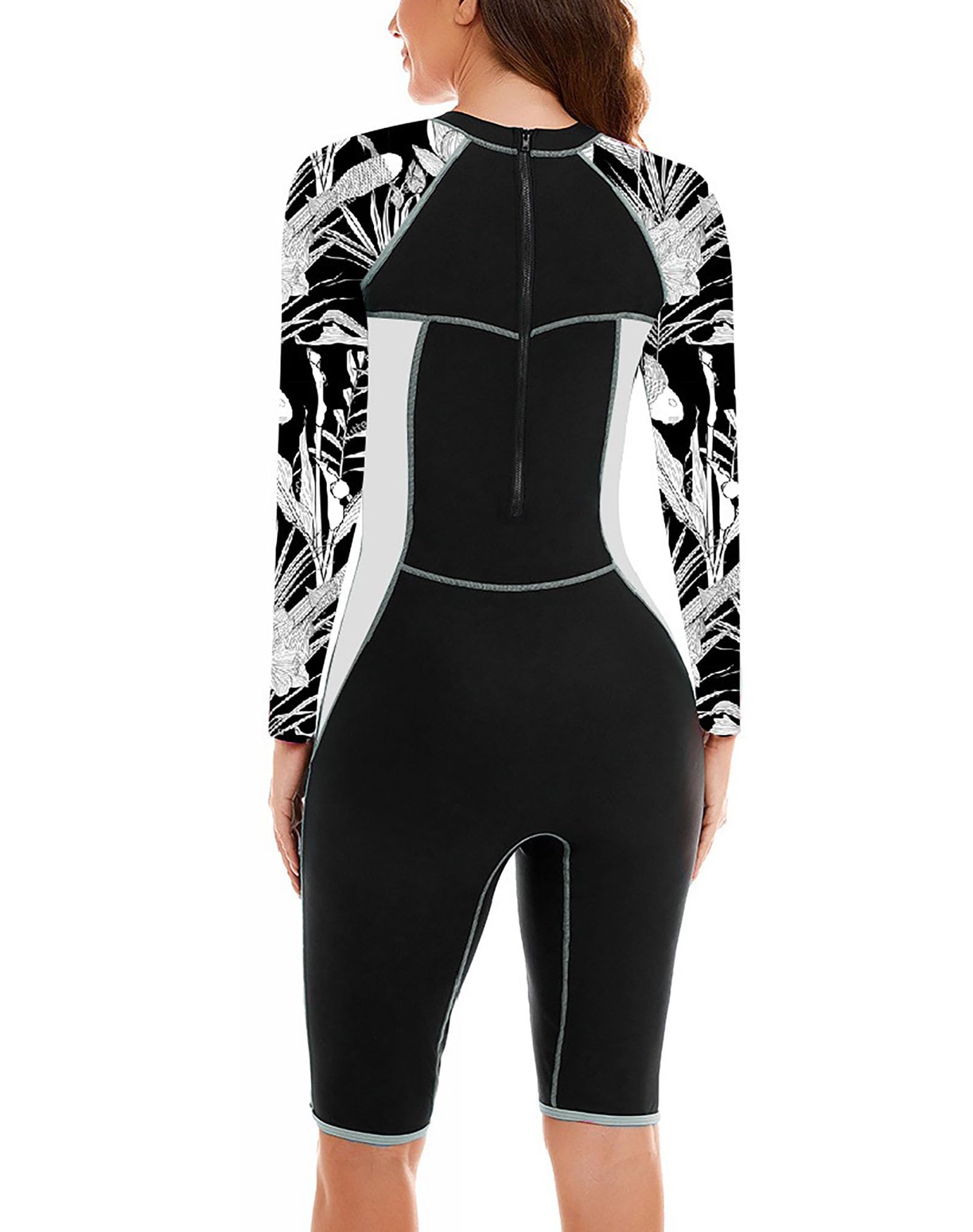 AQQYA Boyleg Rashguard für Damen, LSF 50+, UV-Schutz, langärmelig, hoher Halsausschnitt, gepolstert, Surf-Badeanzug
