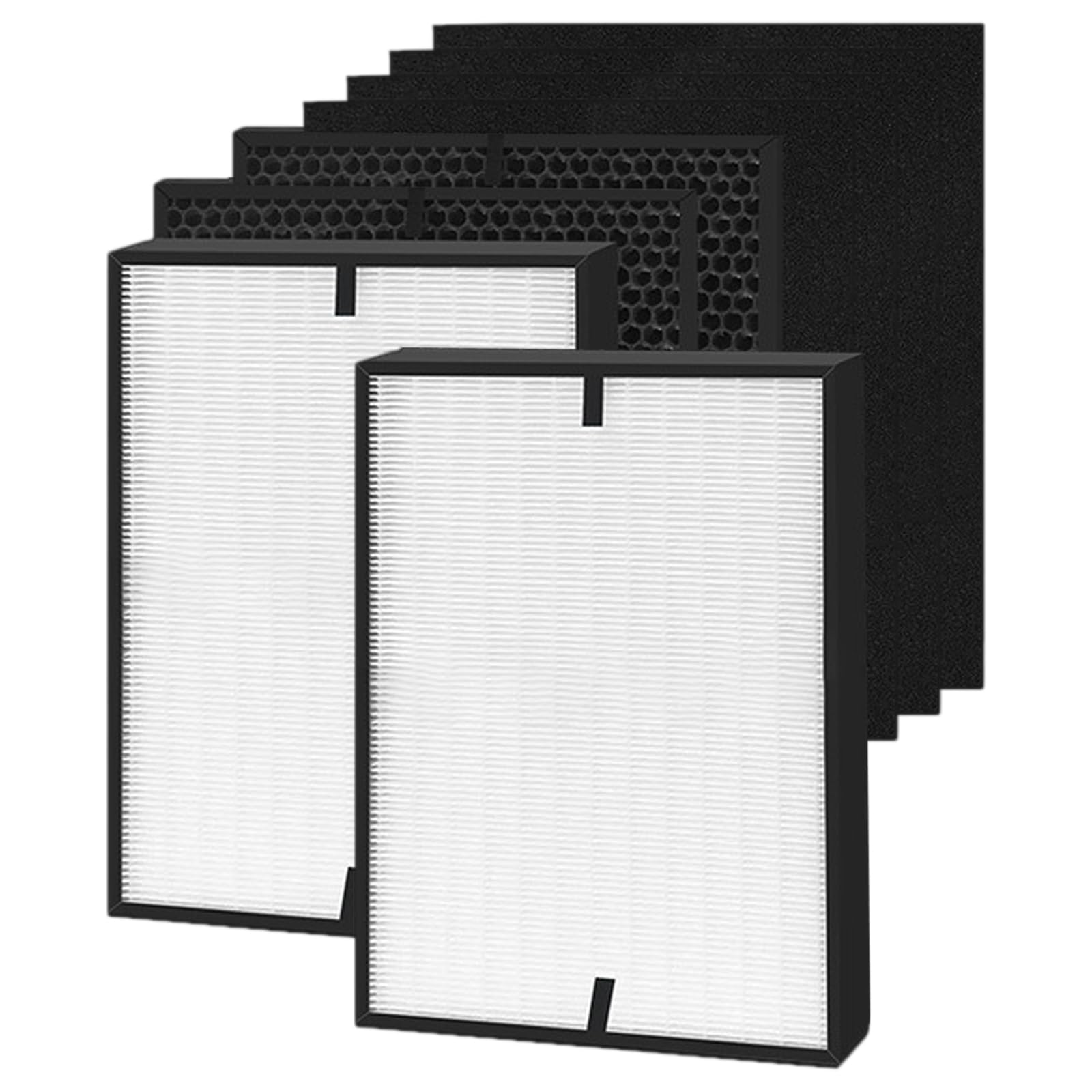 8 Pack AD3000 HEPA Replacement Filters Compatible with Air-Doctor 3000 and AD3000 Air Purifier, 2 H13 True HEPA, 2 Activated Carbn and 4 Extra Carbn Pre-filters(2+2+4）