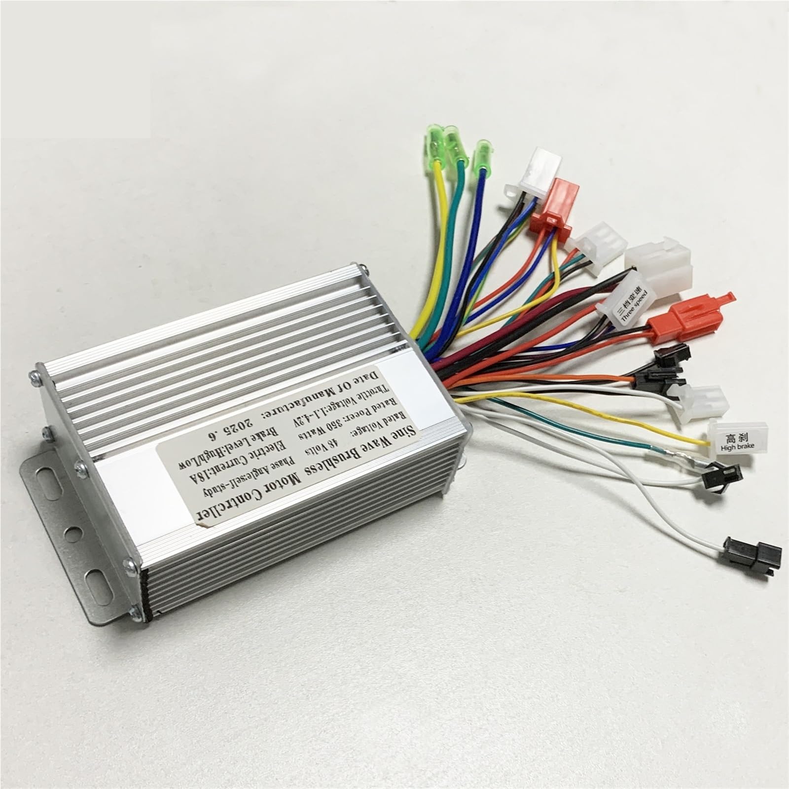 Controlador de Motor sin escobillas de onda sinusoidal de tres modos, 48V/52V/64V, 350W, 18A, 6 Mosfet for bicicleta eléctrica, controlador de Scooter