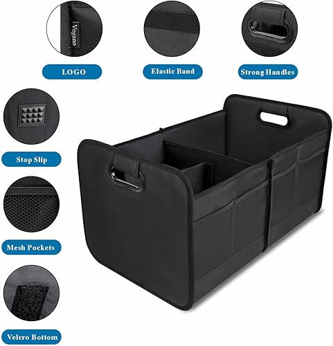 Miniatura 5 de Vogano Organizador de maletero para automóvil, organizador plegable de múltiples compartimentos, plegable poliéster Oxford 600D para SUV, automotriz