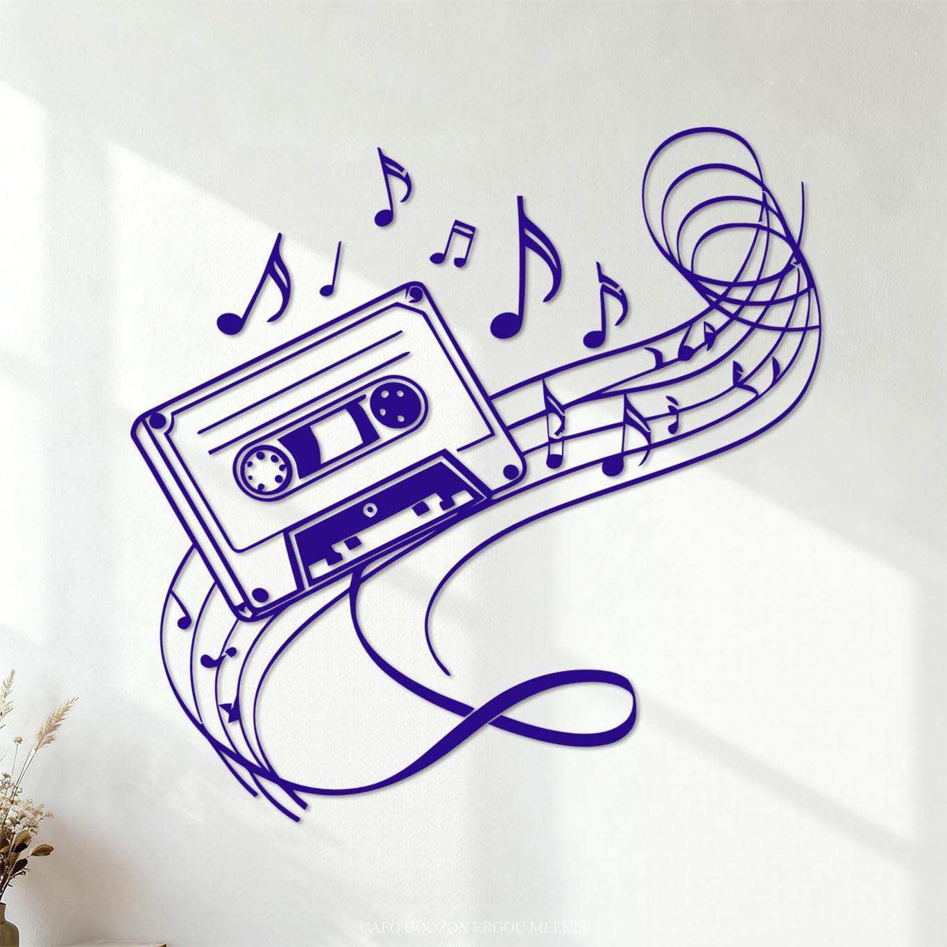Ergou Stickerdecal-86281 A Four Different Types Of Music Notes Vinyl Wall Stickers 42X42.3cm Do Not Damage The Wall Surface Darkblue