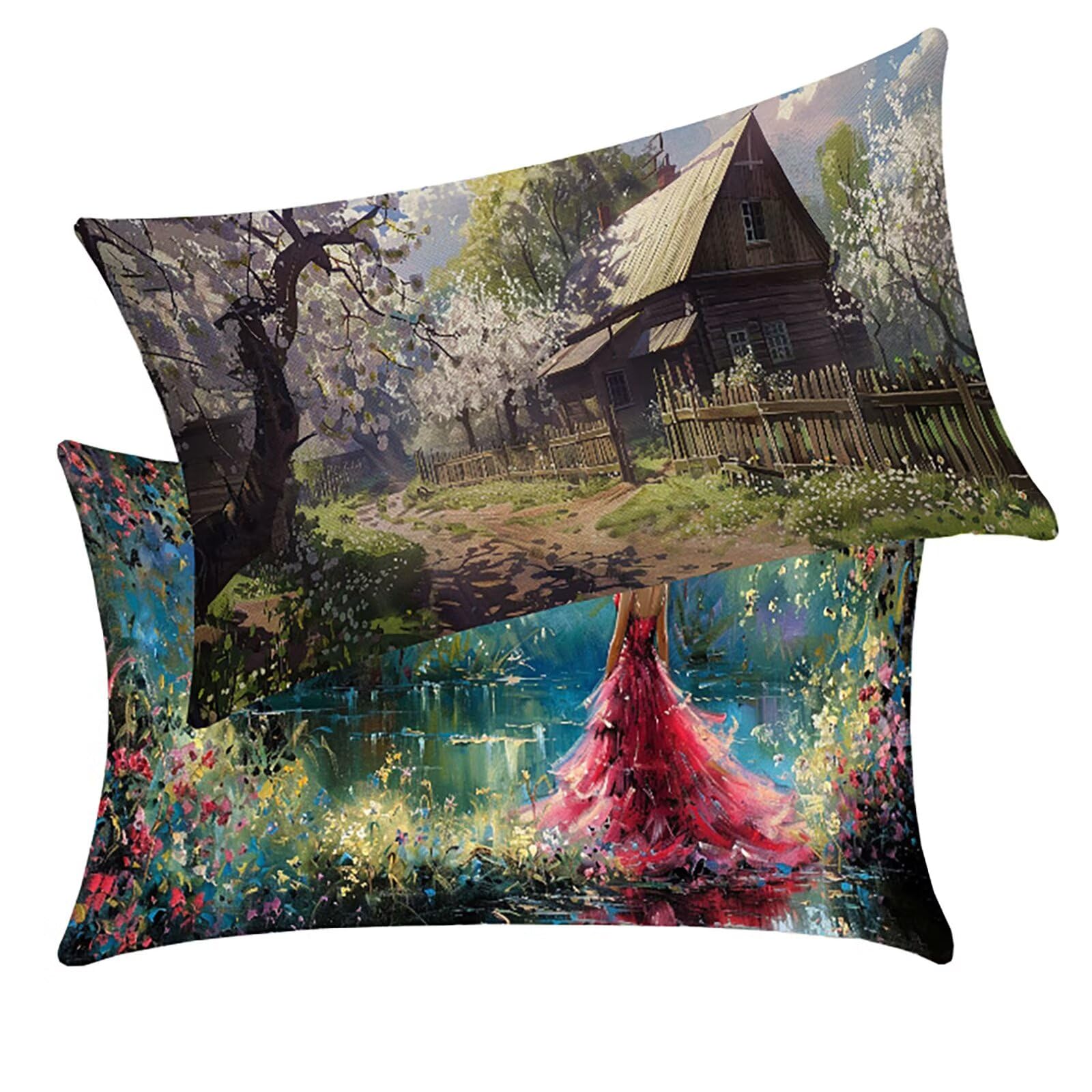 Housse coussin de jardin imprimé forêt pour salon et terrasse