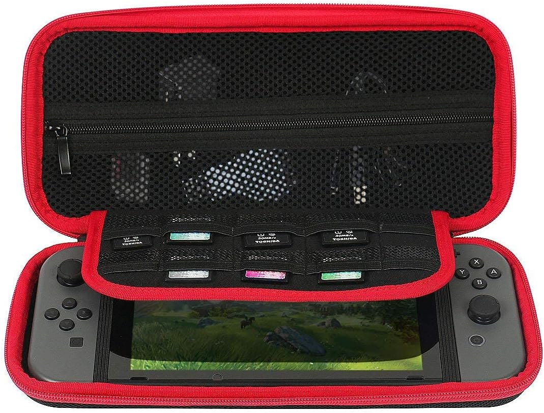 SAIMPU Carry Case Compatible with Nintendo Switch - Carrying Case and Tempered Glass Screen Protector, Hard Shell Travel Case for Nintendo Switch Console（Black）