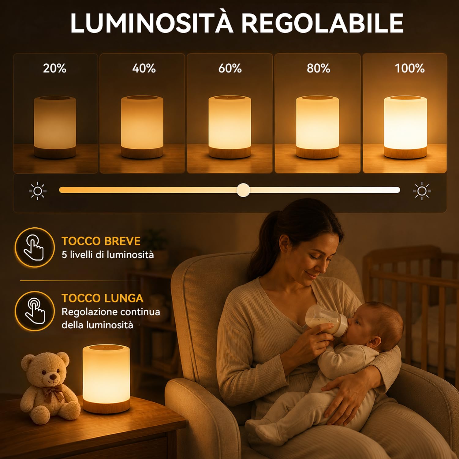 Auxmir Lampada da Comodino LED Touch