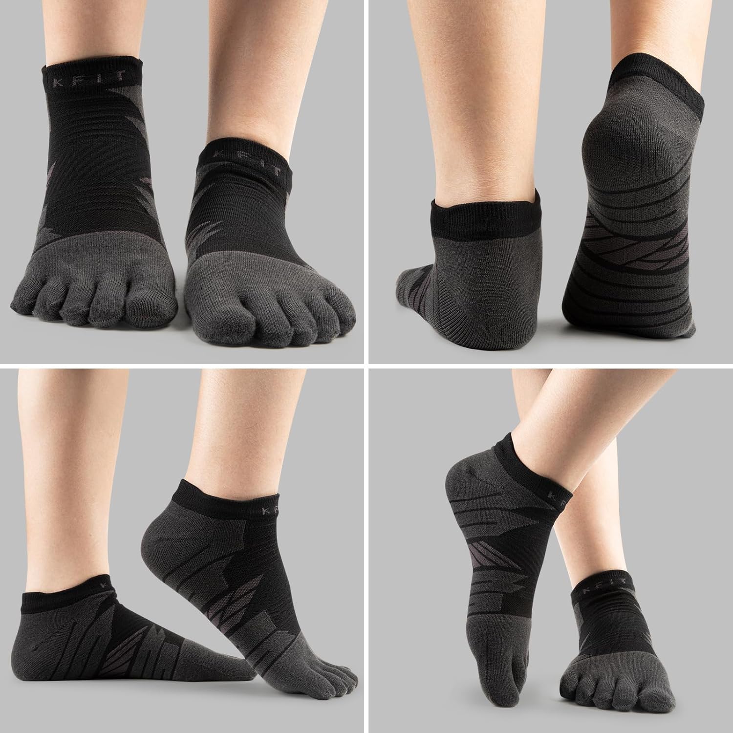 Kfit Toe Socks for Men Women COOLMAX Athletic Running Five Finger Socks Ankle Compression Breathable Lightweight 3 Pair