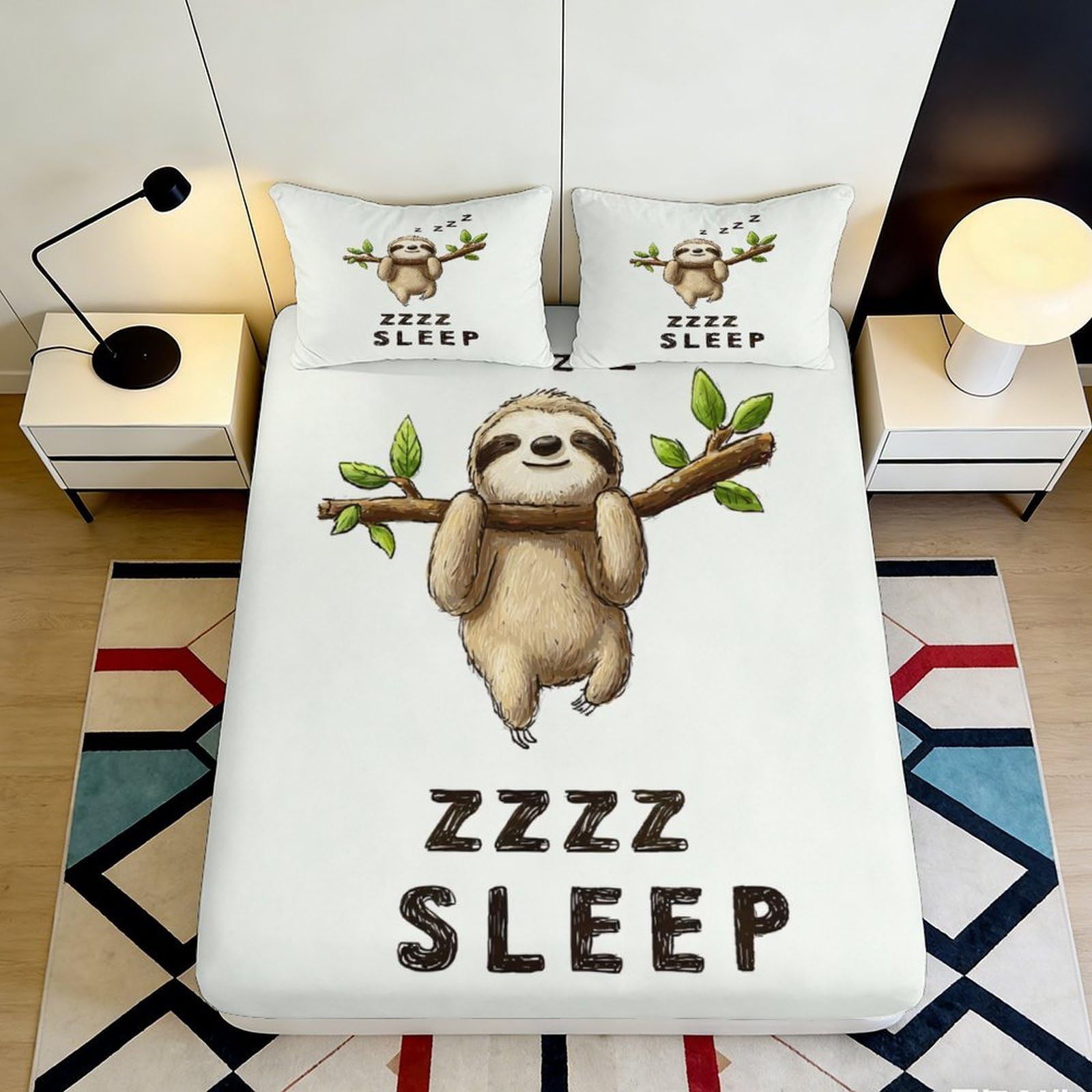 Jqzkxnhpbr Style-10 3D Printed Sloth Zzzz Sleep Fitted Sheet Microfiber Soft Breathable Mattress Cover For Bedroom Dorm Room Decor 90X200x25cm