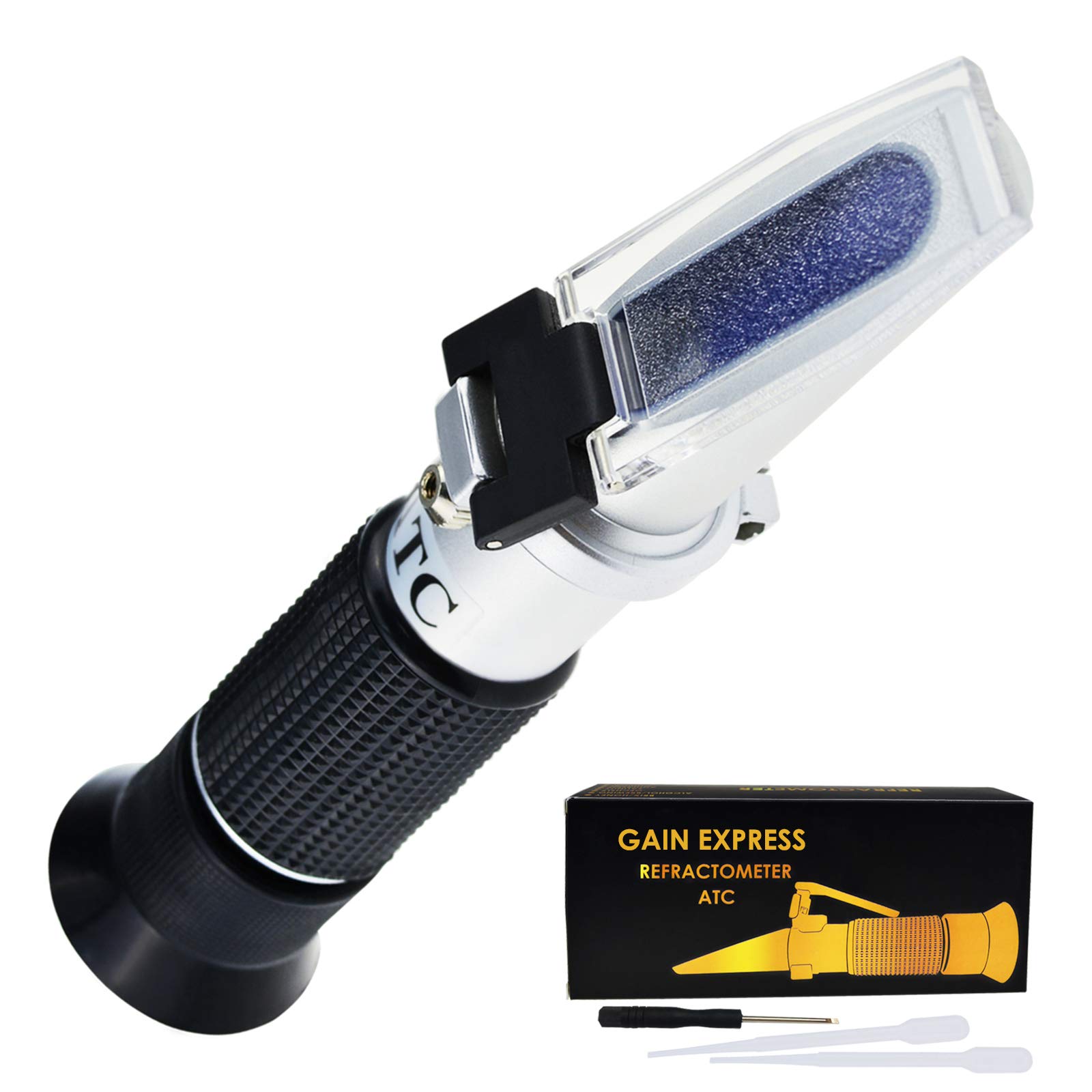 Gain Express 0-25% Vol 0-40% Brix Grape Fruit Wine Alcohol Refractometer With Atc, Dual Scale Handheld Optical Meter Tester For Sugar Glucose Wine Making Winemakers Homebrew Test Tool