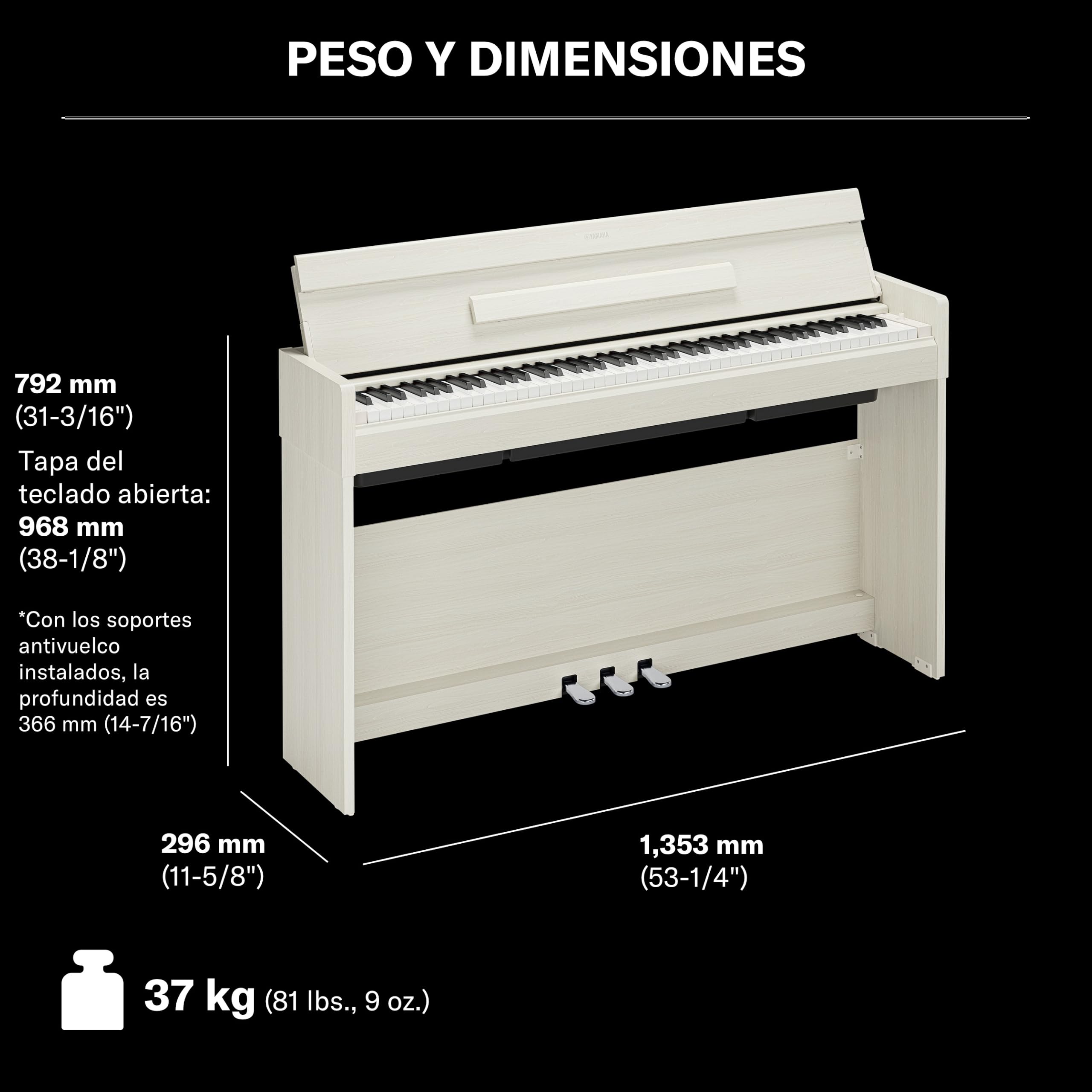 YAMAHA YDP-S36 Piano Digital – 88 Teclas Contrapesadas GHS, Sonido CFX Concert Grand, Diseño Slim, Bluetooth, 3 Pedales, Ideal para Casa y Principiantes – Abedul Blanco