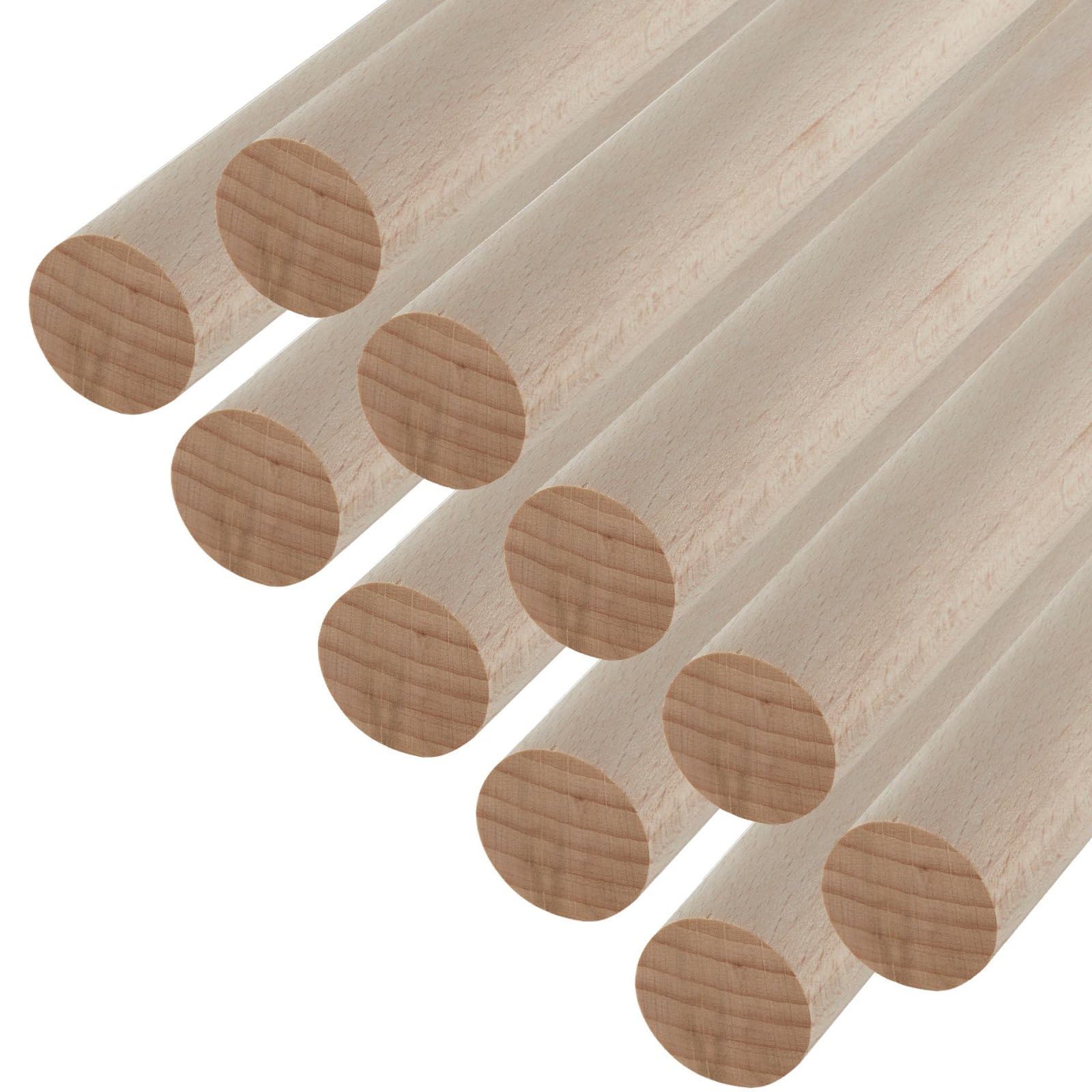 10 piezas SOTECH palos de haya redondos lisos Ø30 x 1180 mm palos de madera redondos para manualidades o como percheros