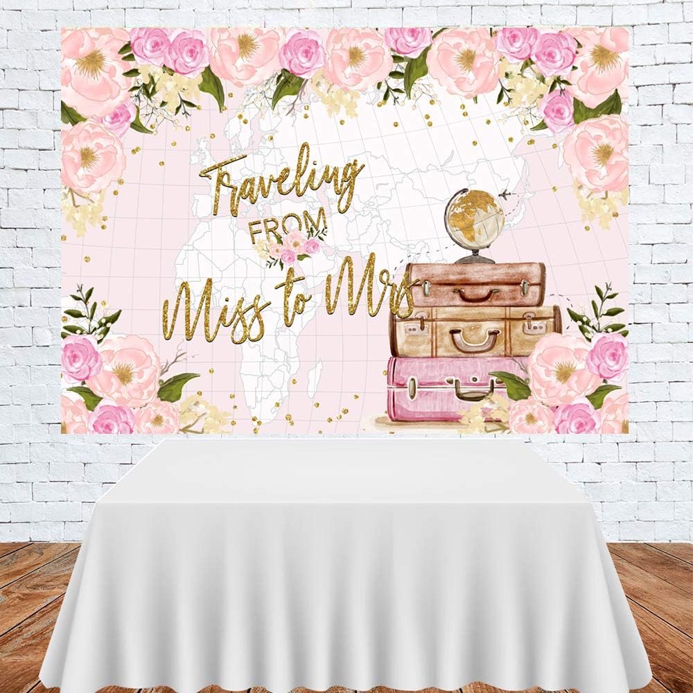 Buy Lofaris Travel From Miss To Mrs Bridal Shower Party Backdrop Adventure Begins Red Floral Suitcases Travel Around The World Map Background Engagement Wedding Shower Party Decorations 7x5ft Online In Turkey B0928qv129