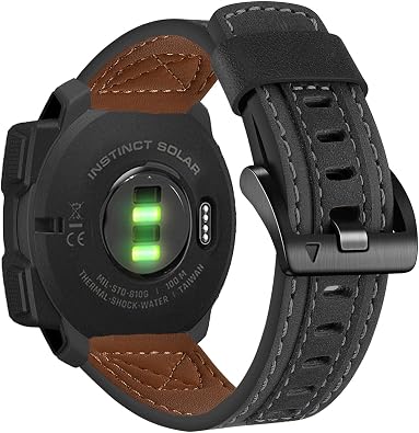 Leather Band Compatible Garmin Instinct 1/2/3 45mm Watch Bands, Garmin Instinct2 Solar/Surf/Tactical Top Genuine Leather Watch Straps Wristband for Men and Women