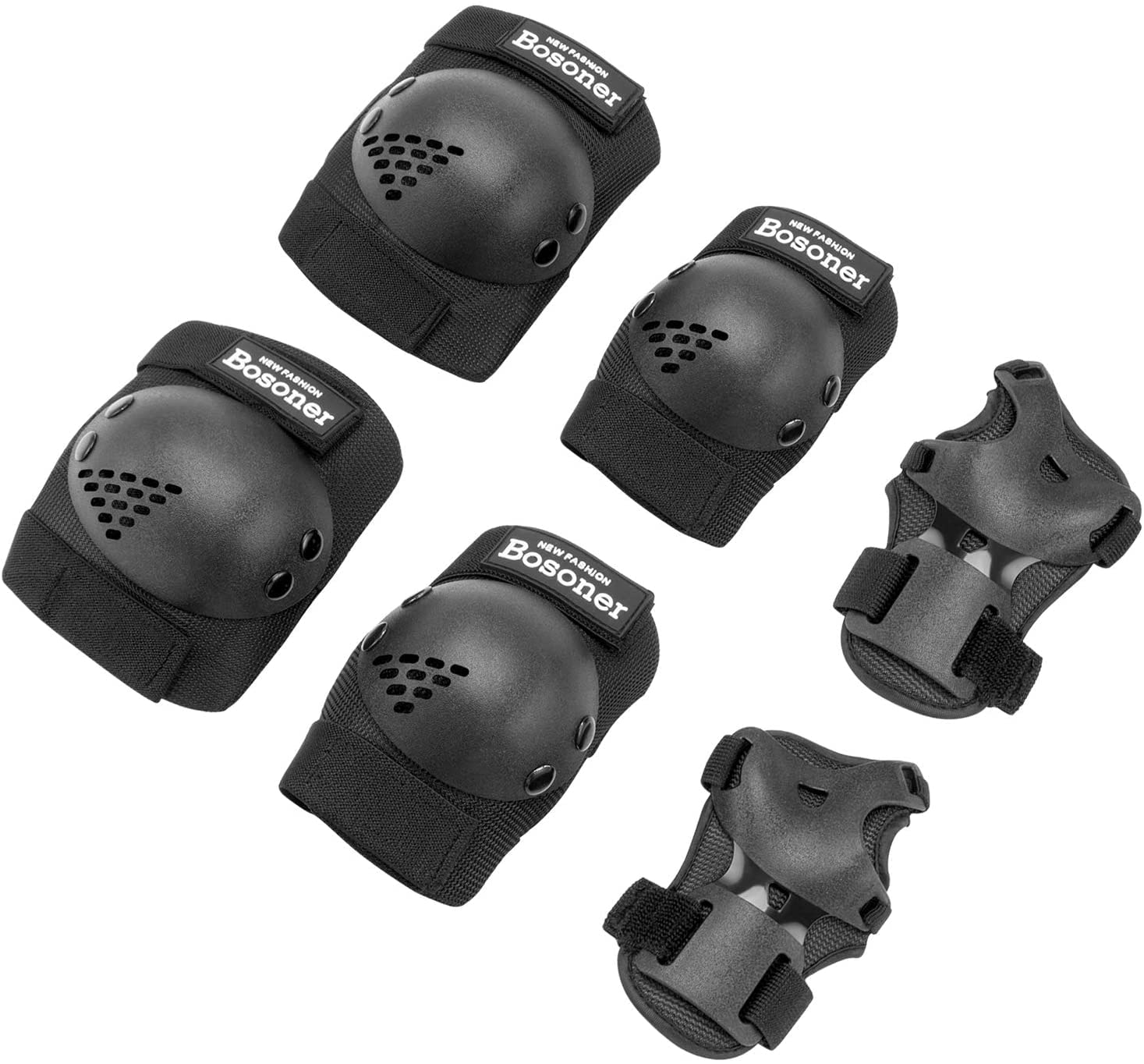 BOSONER Knieschoner Kinder Schoner Inliner Protektoren 6er Set Schützer Inliner Inline Skates Knie Und Ellenbogenschützer Schutzausrüstung Knieschützer Skateboard
