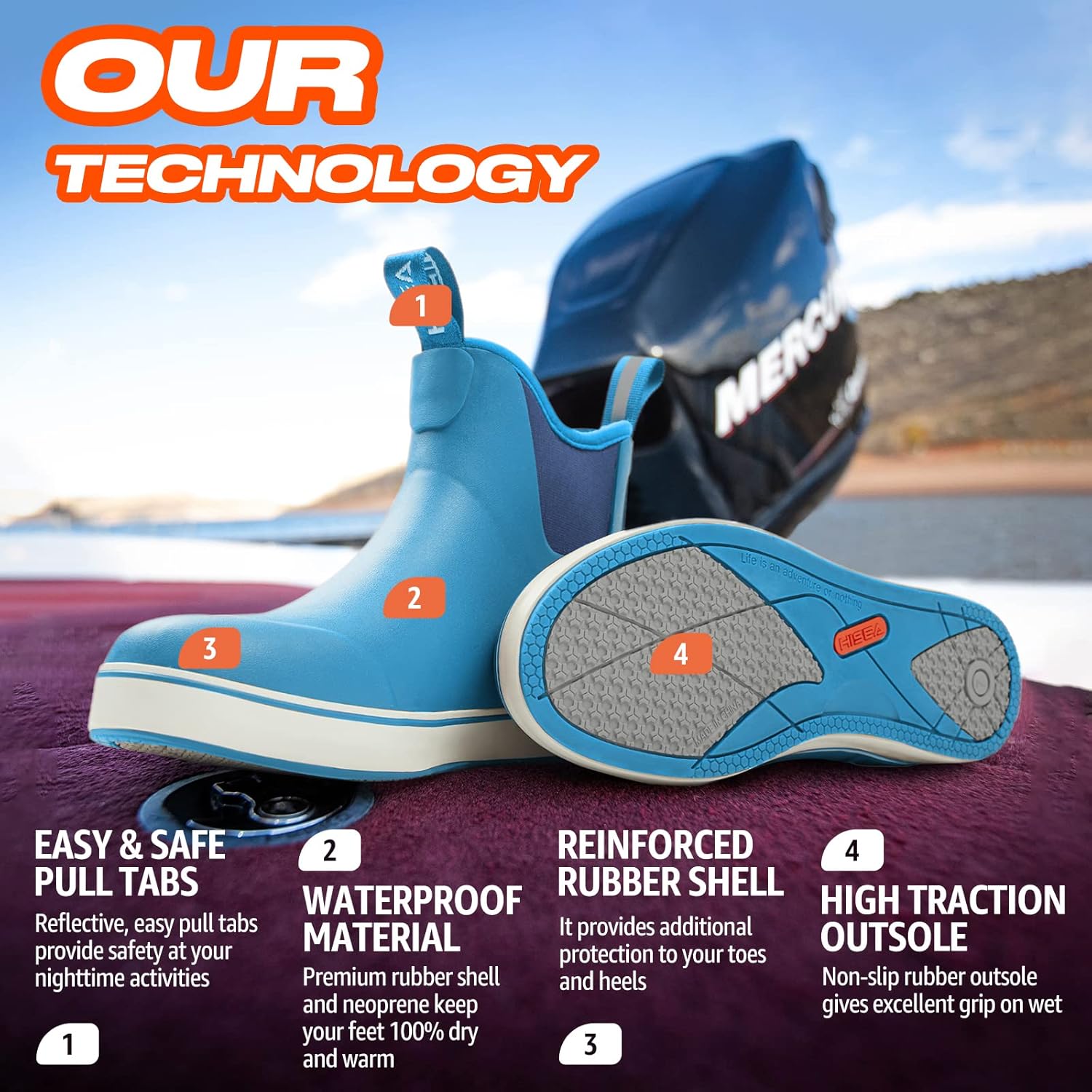 HISEA Women's Ankle Rain Boots, Rubber Fishing Deck Boots, Garden Boots for Women Waterproof - Image 5