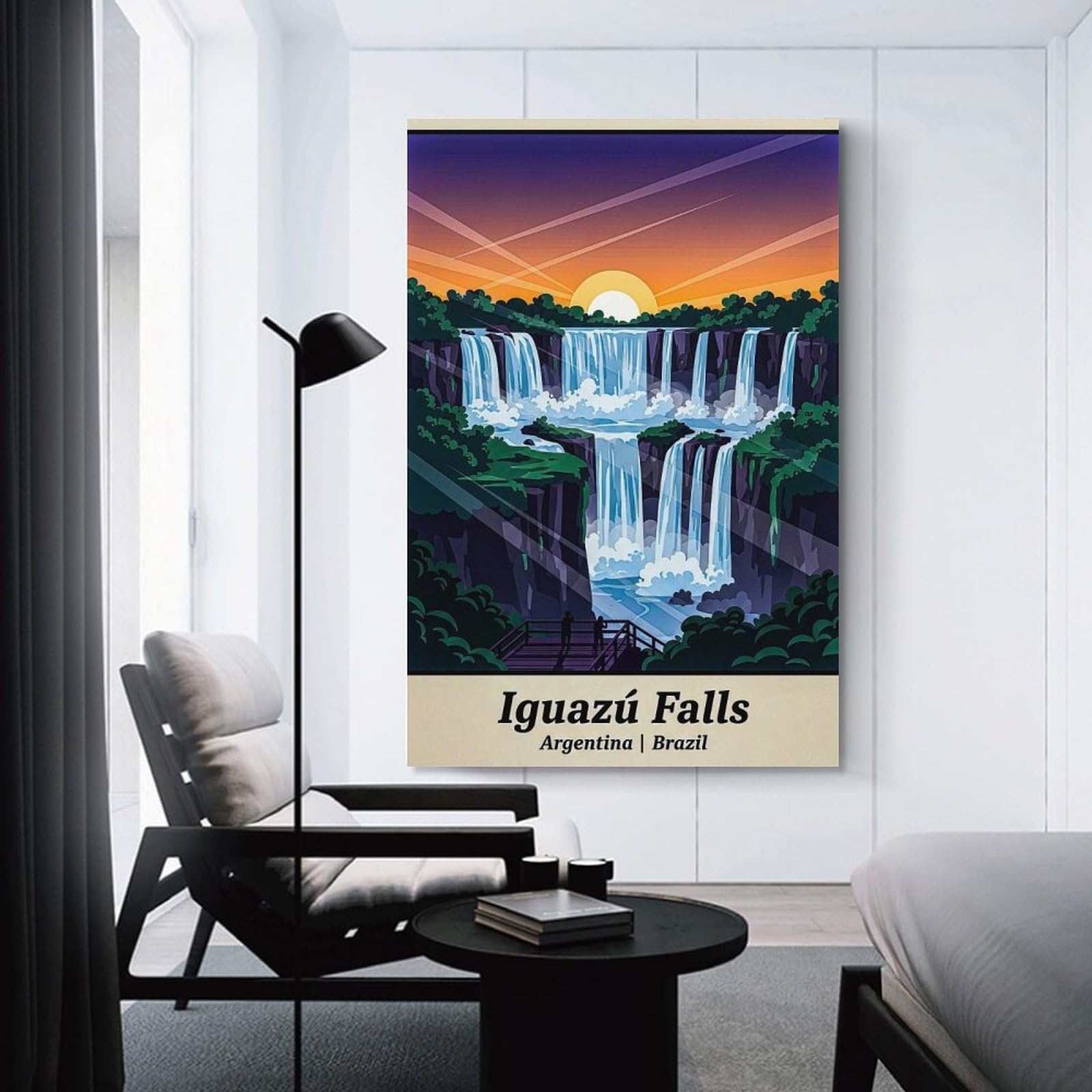 Junmoney Iguazú Falls Sunset Home Decor Wall Art, 20x30inch(50x75cm), for New Homes, Bedrooms Or Workspaces, Gift Idea for Housewarming And Birthdays