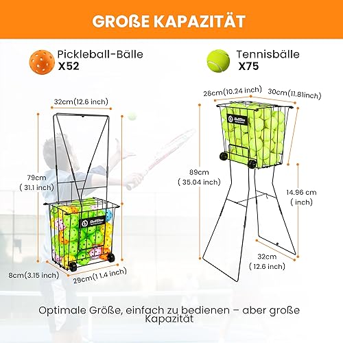 Miniatura 4 de Tolva y recogedor de pelotas de tenis opciones plegables, rodantes y estándar para la colección de pelotas