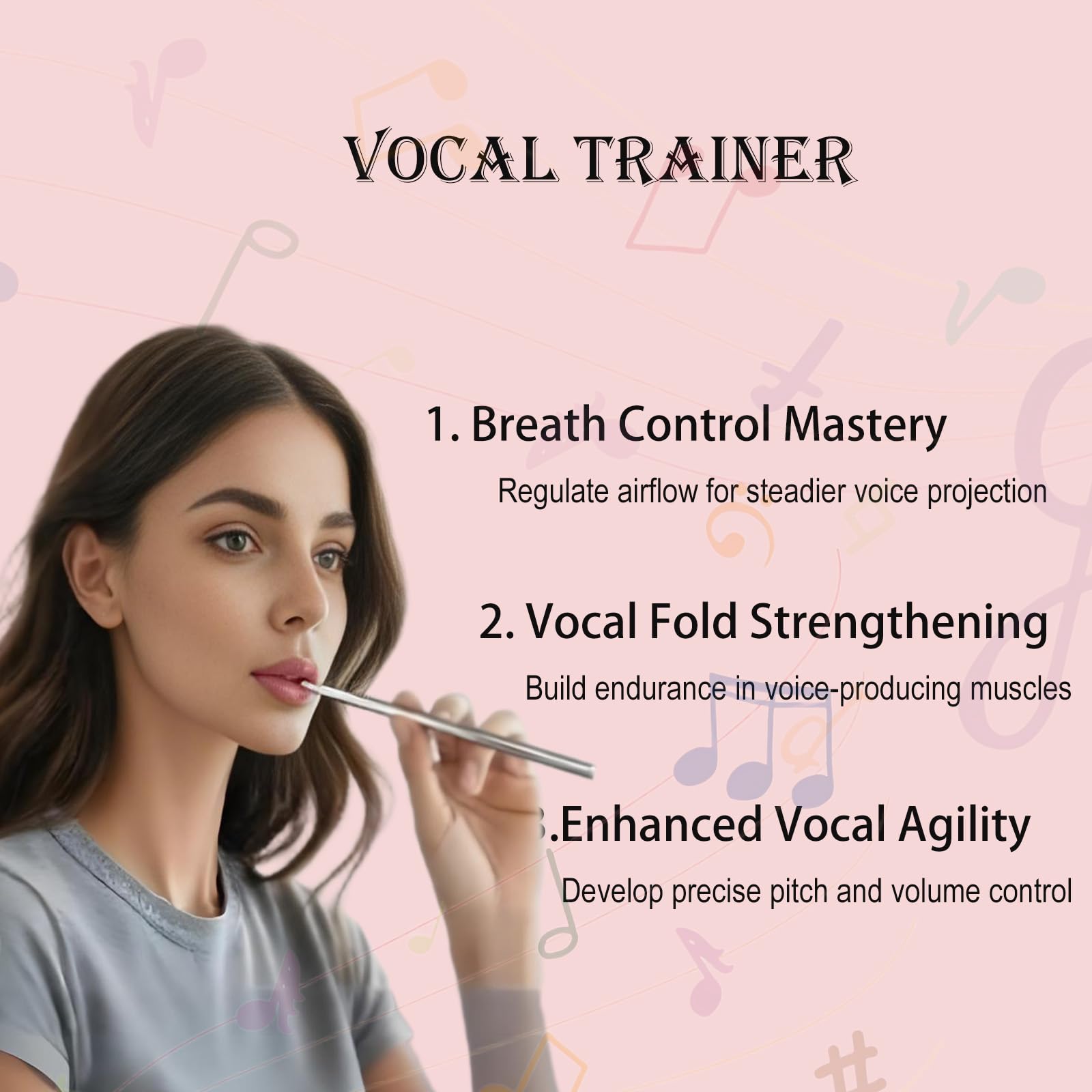Singing Straw Vocal Trainer Kit - 4 Metall Strohhalme SOVT Tool mit Reinigungsbürste & Bambus Travel Tube Gesangstrainer für Gesang Stimmtraining Therapie Hilfe Tragbar für Sänger Lautsprecher Trainer