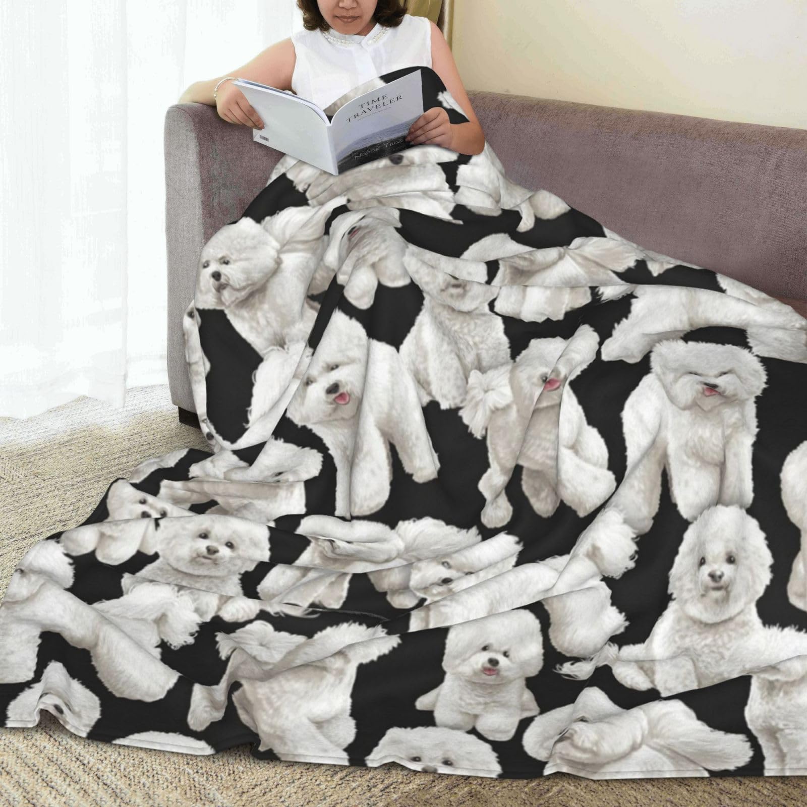 Amazon｜毛布 ビション・フリーゼ 犬柄 ブランケット 厚手 76 X100cm