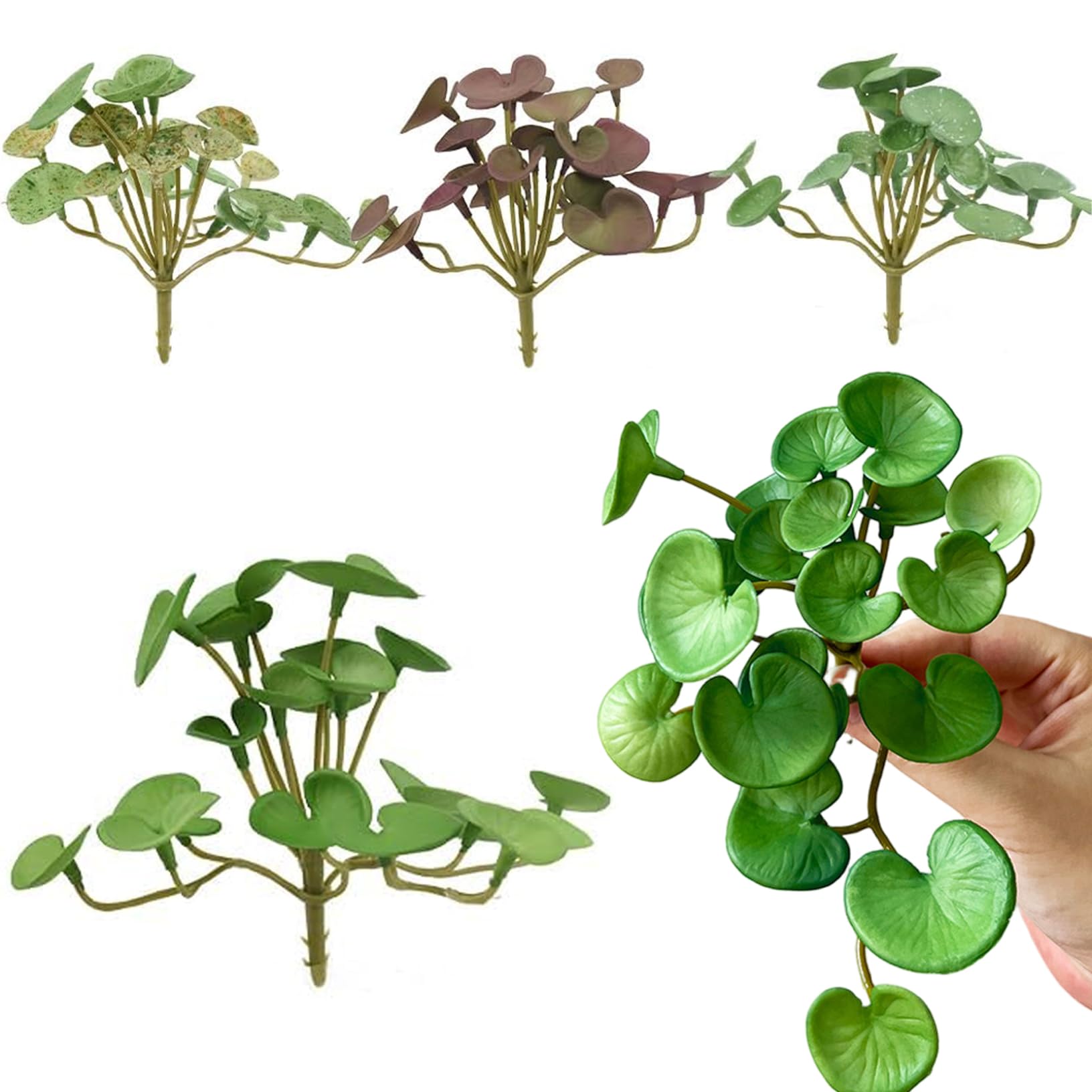 Takingup 4Pcs Copper Coin Grass, Green Succulents Stems Aquatic Plants Artificial Copper Coin Grass Plants For Home Office Garden Decoration Plant