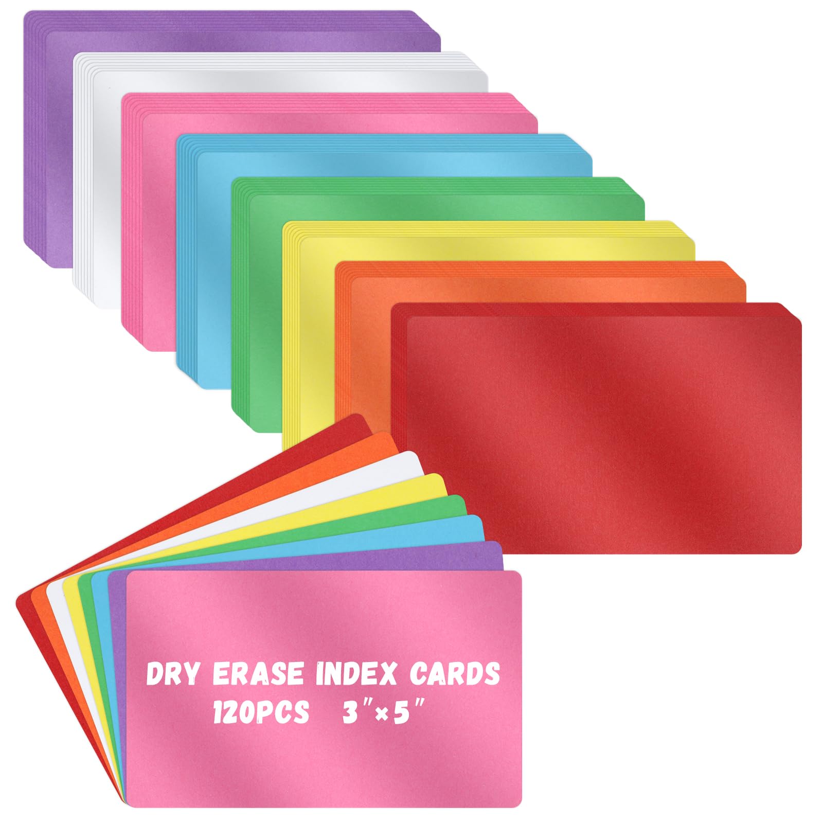 120 Pcs Dry Erase Index Cards Notecards Blank Reusable Flash Cards Sheets Game Cards Study Business Note Cards for School Office Housework Taking To