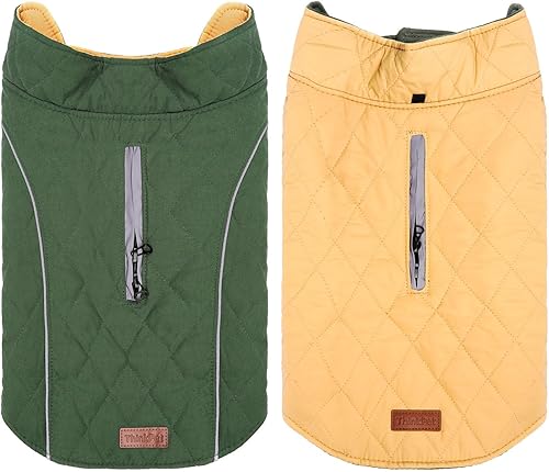 Miniatura 1 de ThinkPet - Abrigos para perros para clima frío, acogedora chaqueta de invierno reversible resistente al viento, abrigo grueso acolchado y cálido,