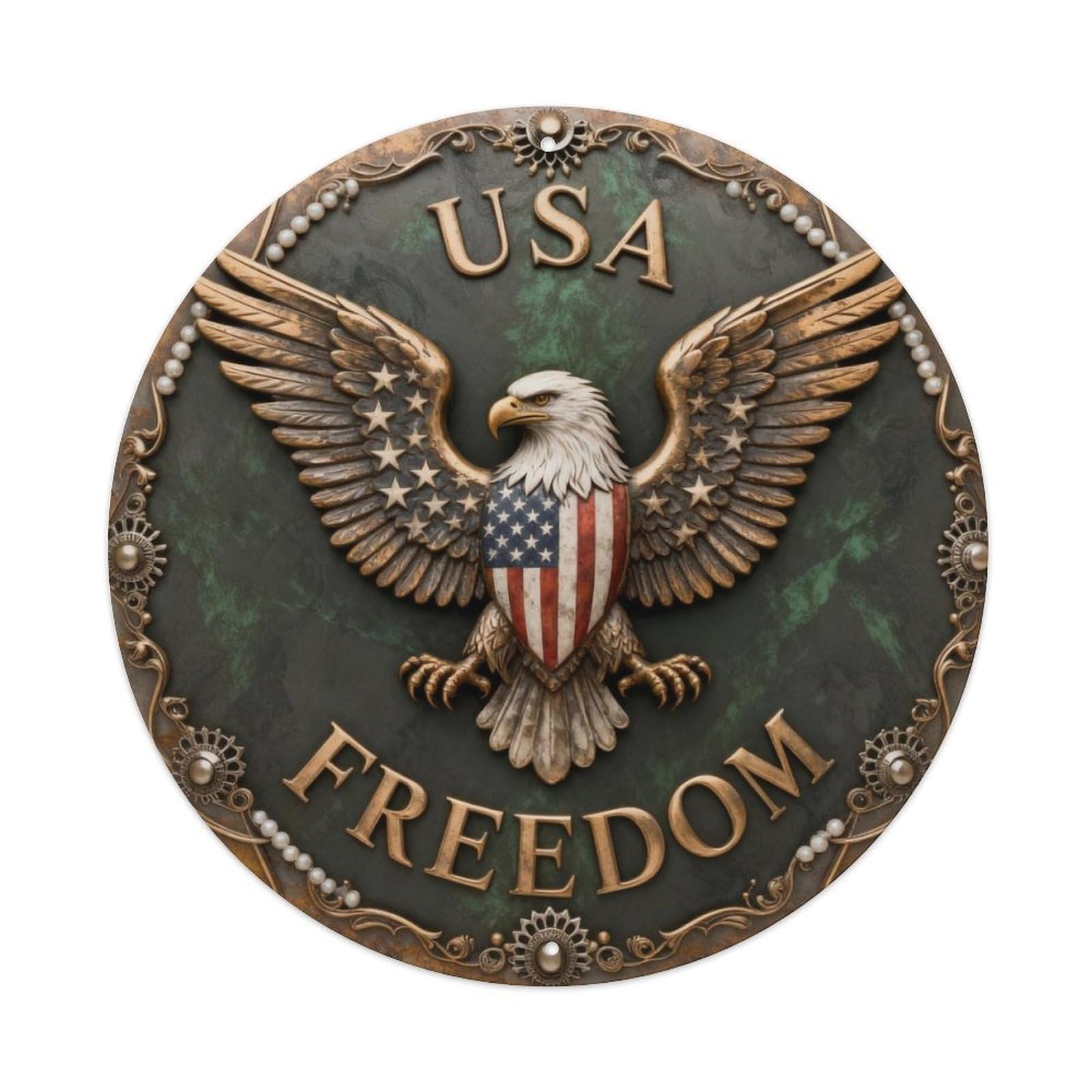 USA Freedom Patriotic Iron Art Metal Tin Sign Plaque
