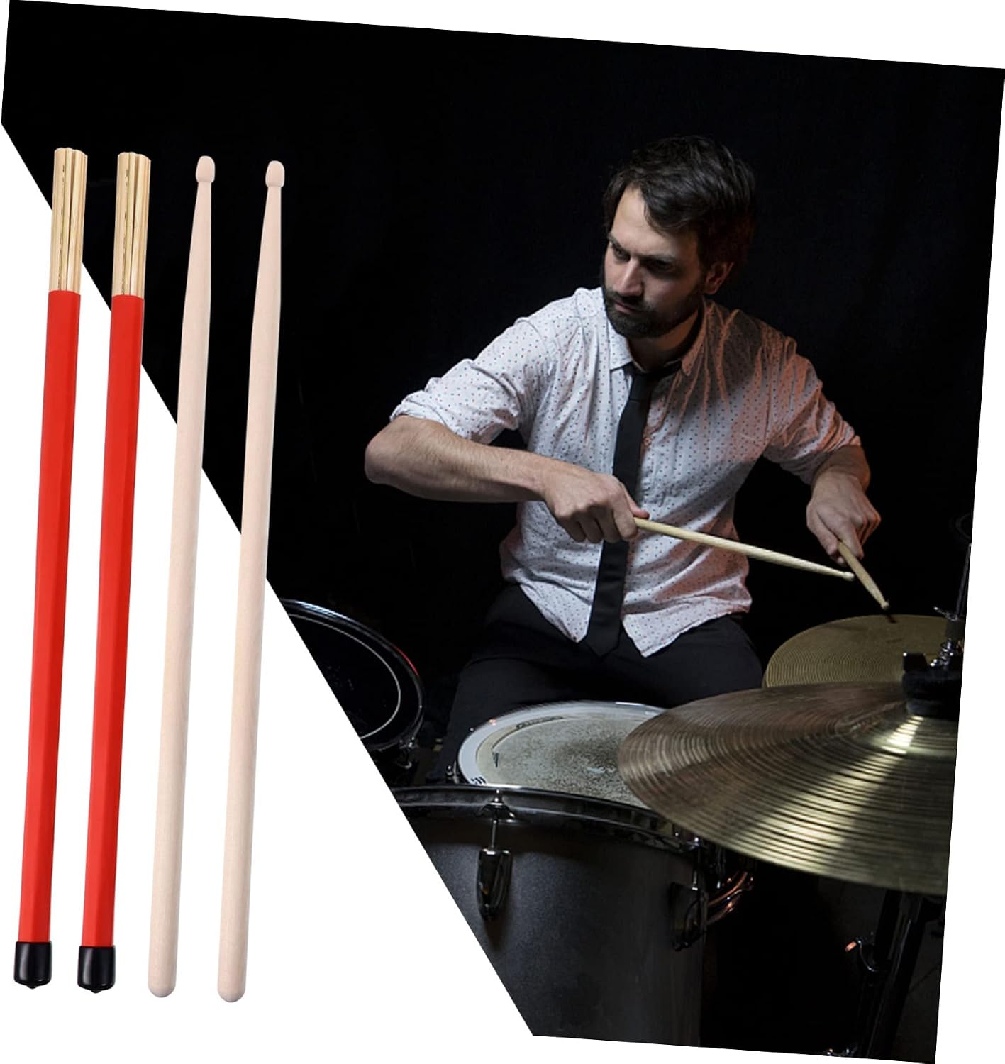 BESPORTBLE 9-Piece Drum Accessory Set Includes Wood Drumsticks Wire Brushes and Jazz Brushes for Drumming Percussion and Music Enthusiasts