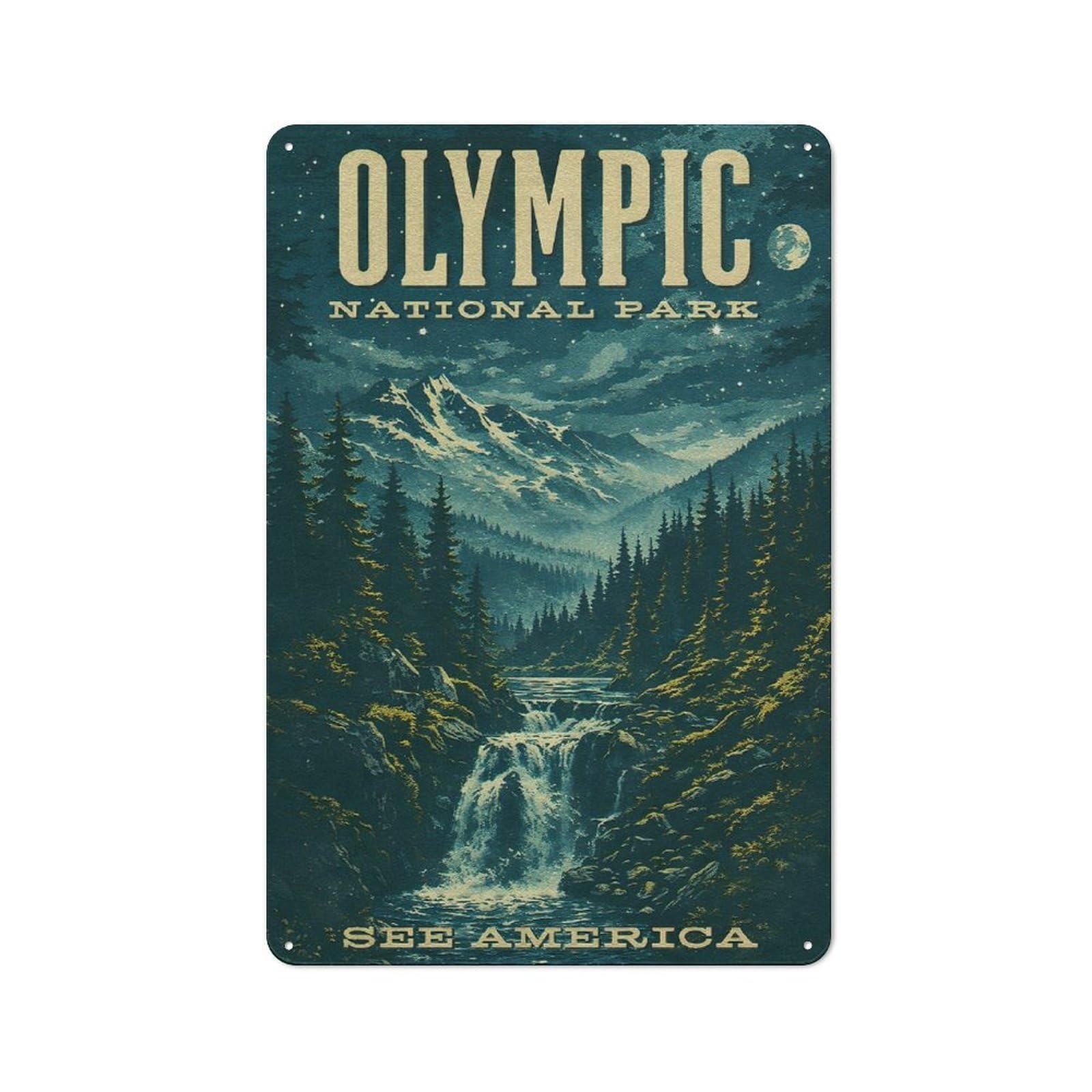 Junmoney Style-24 30X20cm Rustic Tin Sign With Olympic National Park Vintage For Home Office Or Studio, For Metal Sign Collectors, For Garage And Workshop Walls