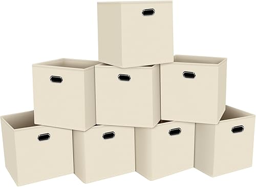 Vista 39 de Contenedores de Almacenamiento de Tela, Organizadores de Cubos de Tela con Asas Dobles, Cestas de Almacenamiento de Cubos Plegables para el Hogar