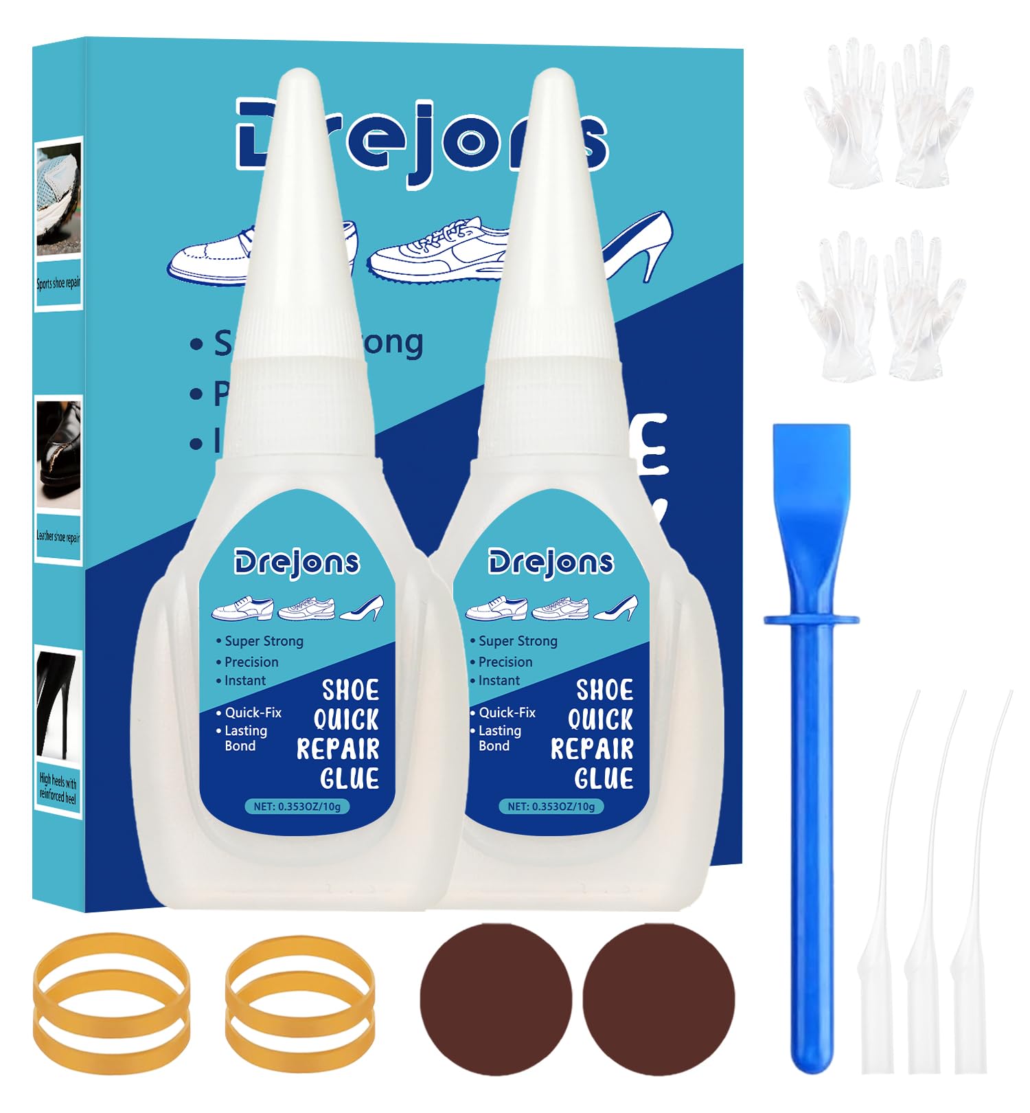 Shoe Glue Sole Repair Shoe Glue Heavy Duty Strength Adhesive Clear Waterproof for Sneakers, Boots, Heels, Sandals, Leather, Rubber, Canvas and More 10g* 2 Pack