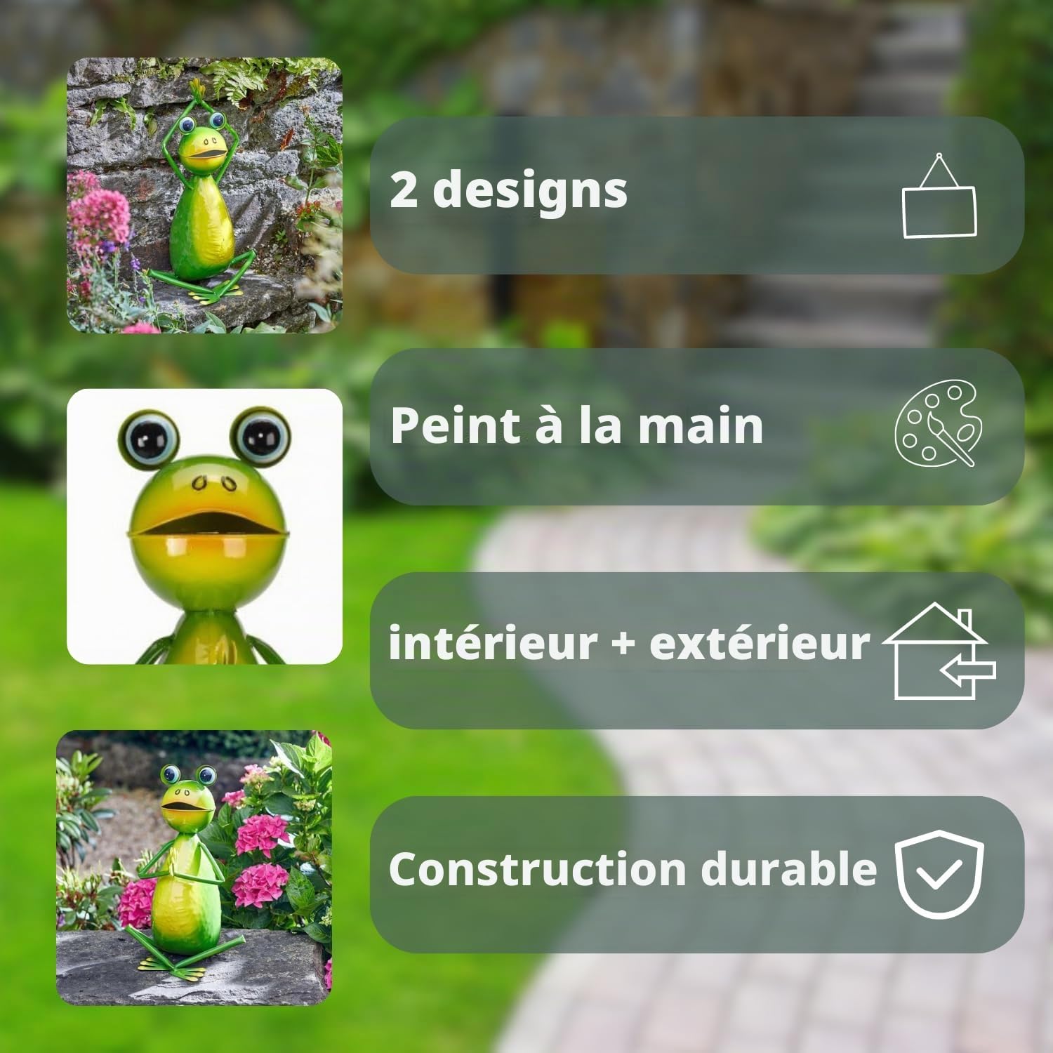 Garden Mile Grenouille de yoga en métal - Ornements de jardin en plein air - Résistant aux intempéries - Peint à la main - Sculptures et statues de jardin pour intérieur et extérieur - Idéal pour
